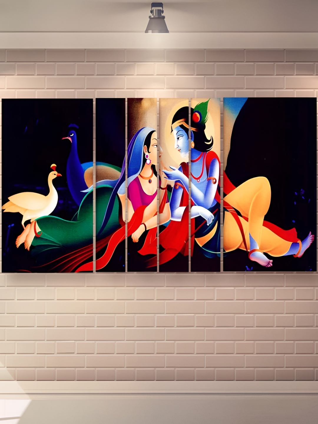 

Casperme Black & Blue 6 Pieces Radha Krishna Wooden Painting Wall Arts