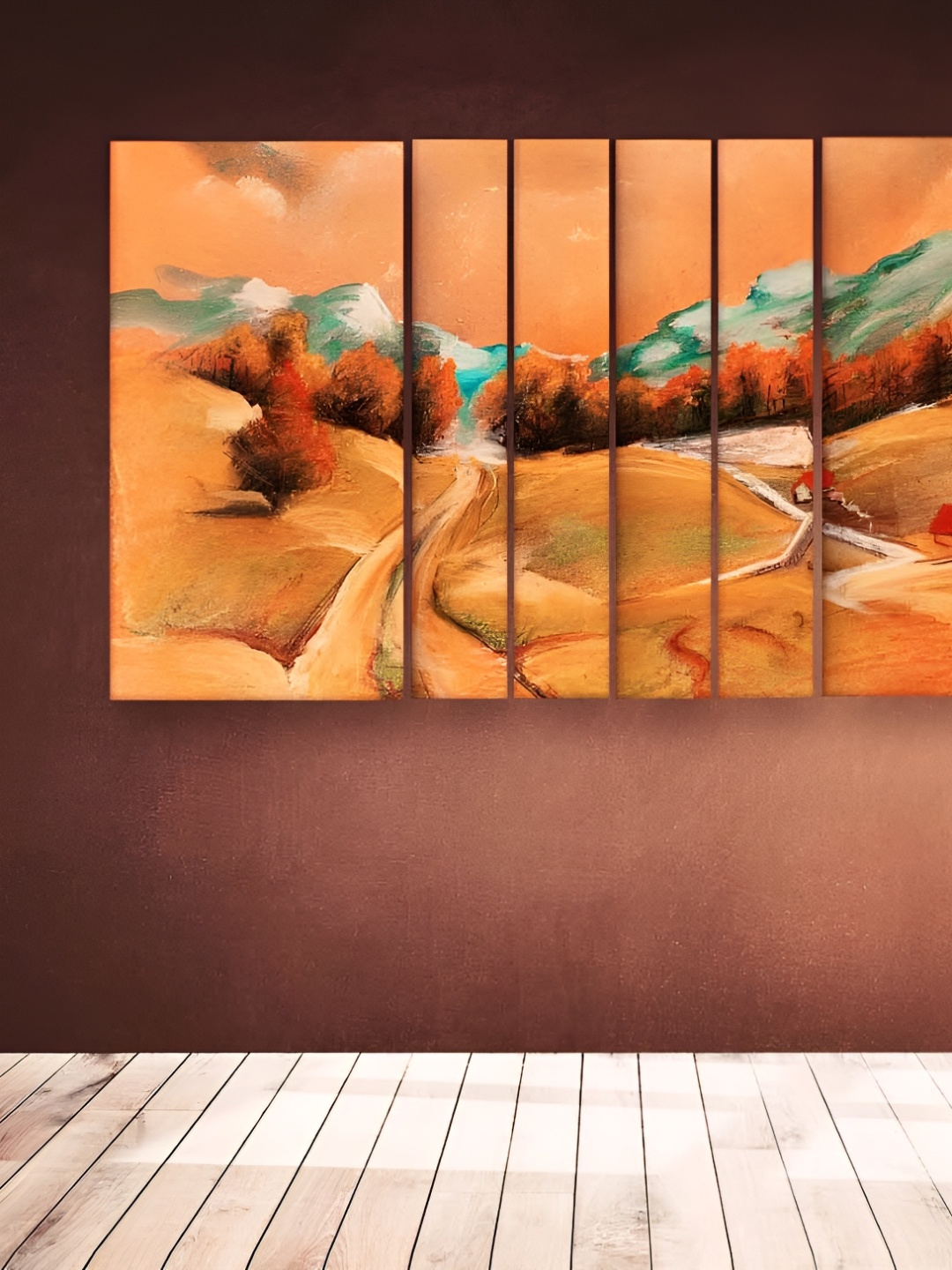 

Casperme 6 Pcs Orange Modern Art Grill Frame Wooden Painting Wall Art