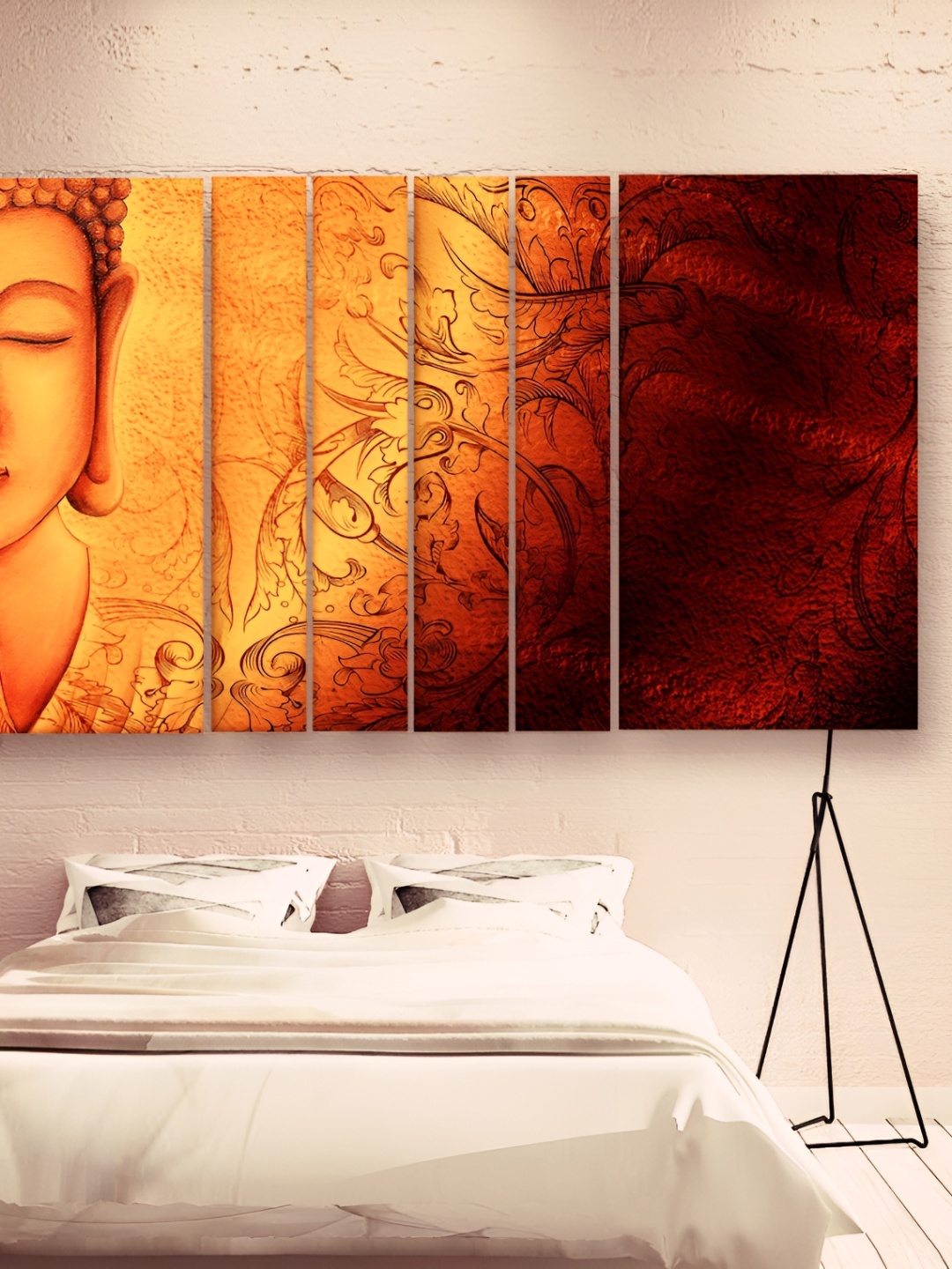 

Casperme 6 Pieces Orange Buddha Grill Frame Wooden Painting Wall Art