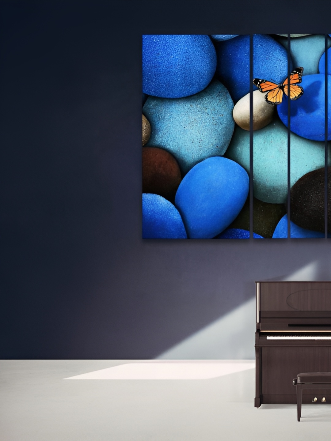 

Casperme Blue 6 Pieces Abstract Wooden Modern Art Grill Frame Wall Painting
