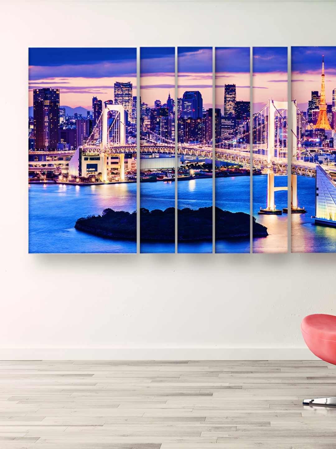 

Casperme 6 Pieces Blue & Beige Modern Art Grill Frame Wooden Painting Wall Art