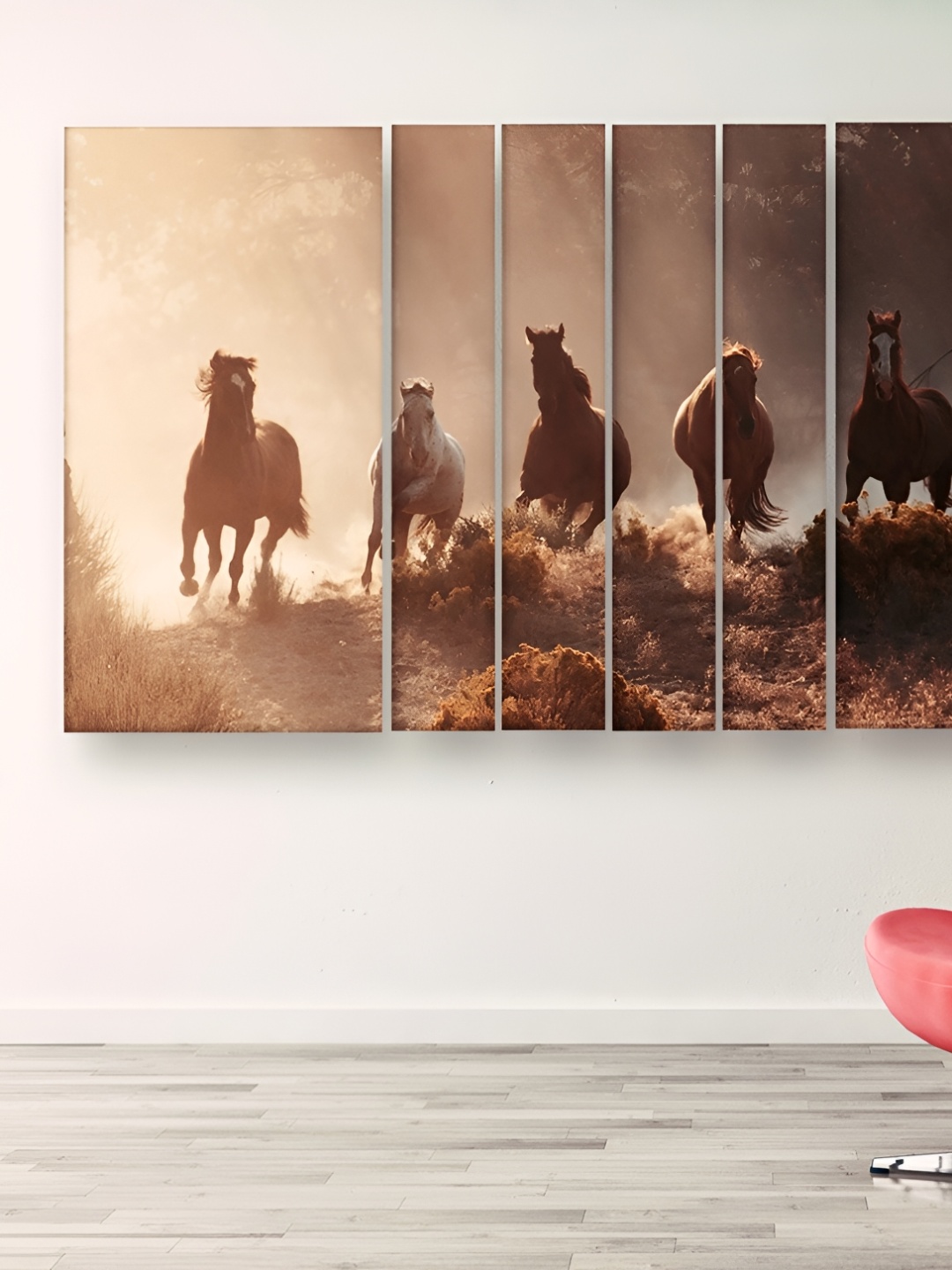 

Casperme Beige 6 Pieces Vastu Horse Wooden Wall Painting