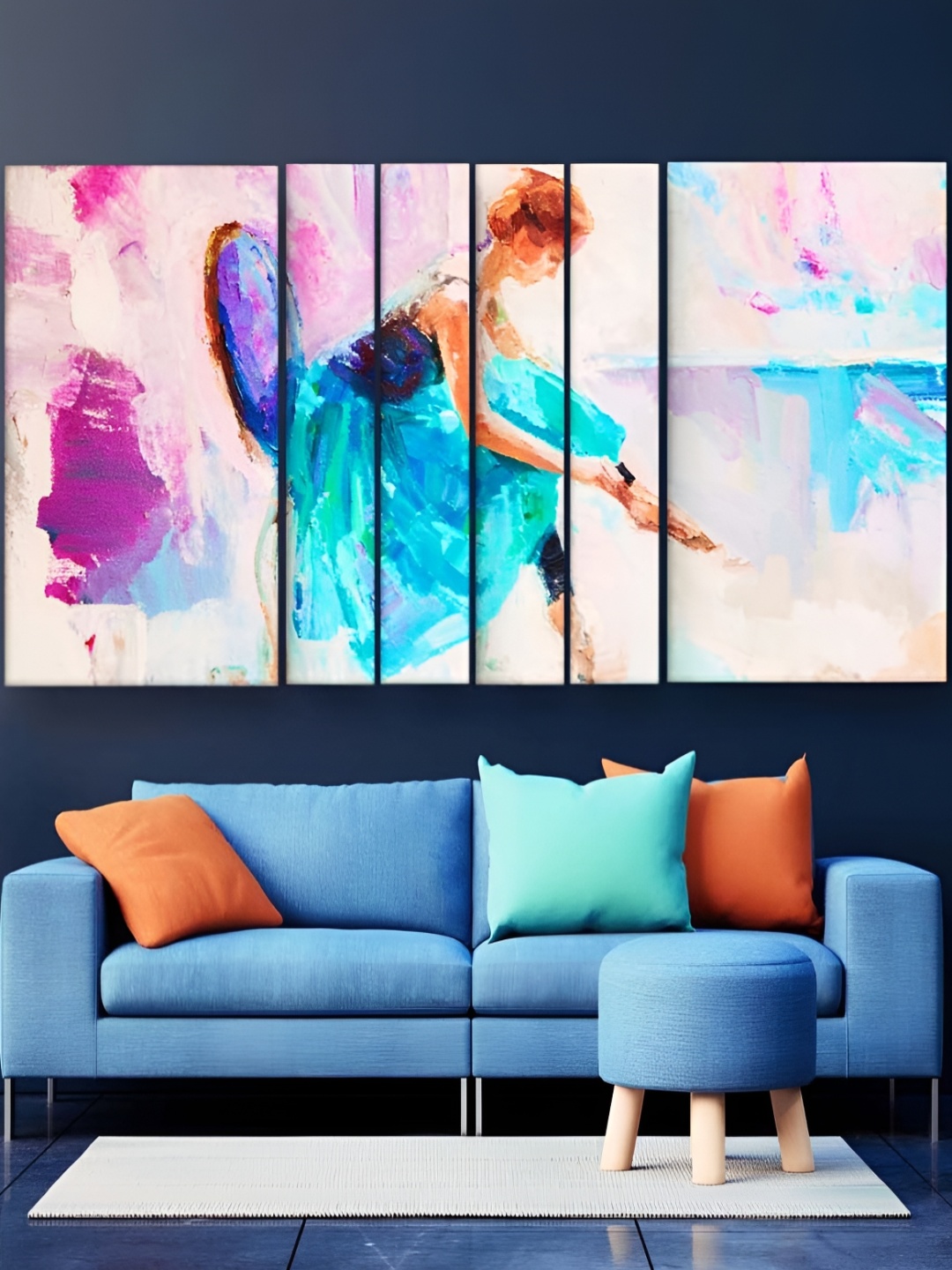 

Casperme 6 Pieces Blue & Purple Modern Art Grill Frame Wooden Painting Wall Art