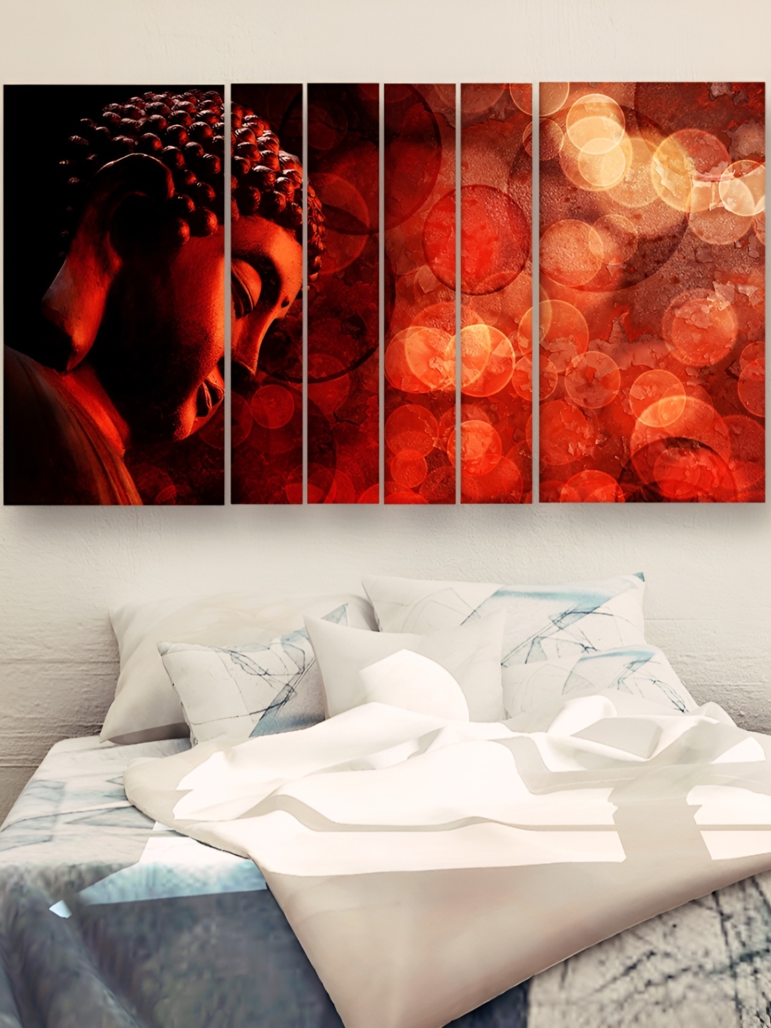 

Casperme Red 6 Pieces Buddha Wooden Painting Wall Arts