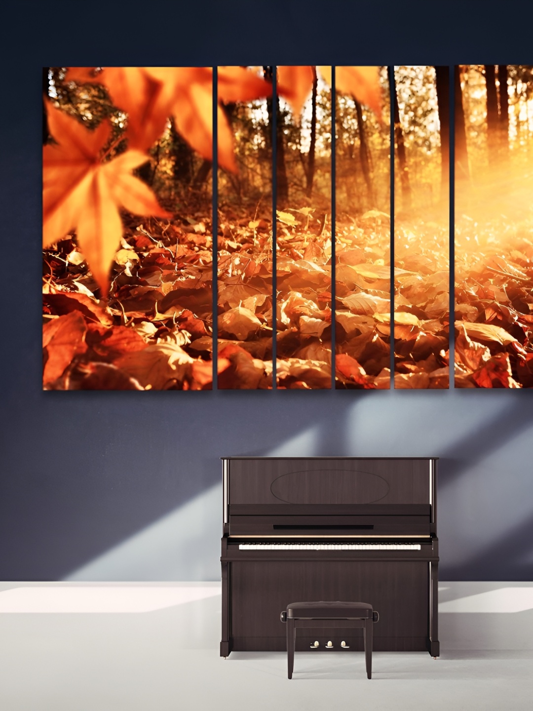 

Casperme Orange & Brown 6 Pieces Floral Wooden Framed Painting Wall