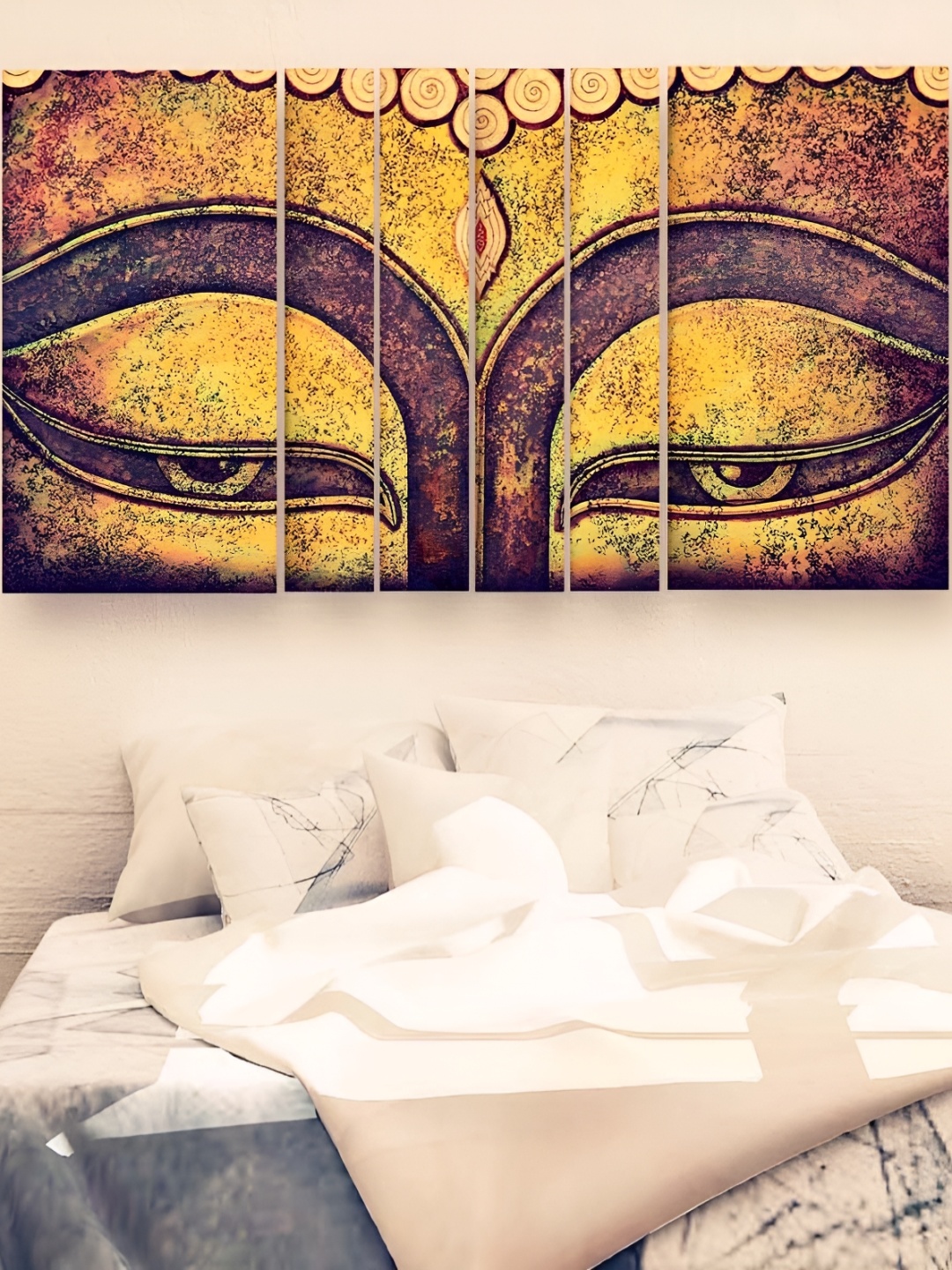 

Casperme Yellow & Brown 6 Pieces Buddha Wooden Painting Wall Art