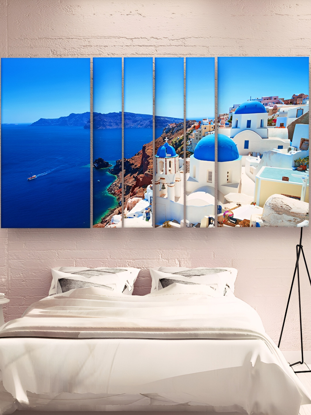 

Casperme Blue & White 6 Pieces Wooden Modern Art Painting Wall Arts