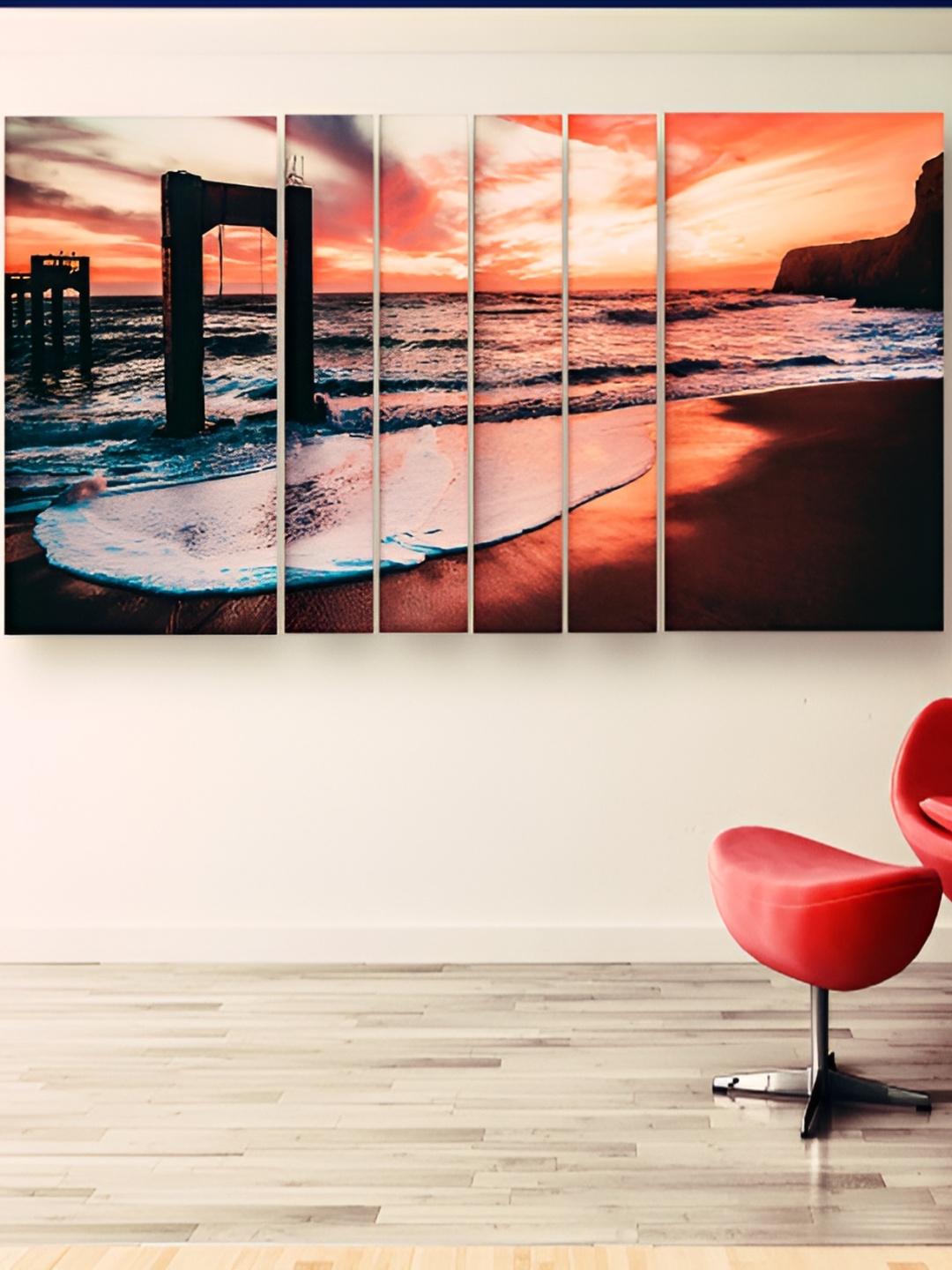 

Casperme Orange & Black 6 Pieces Wooden Modern Art Painting Wall Arts