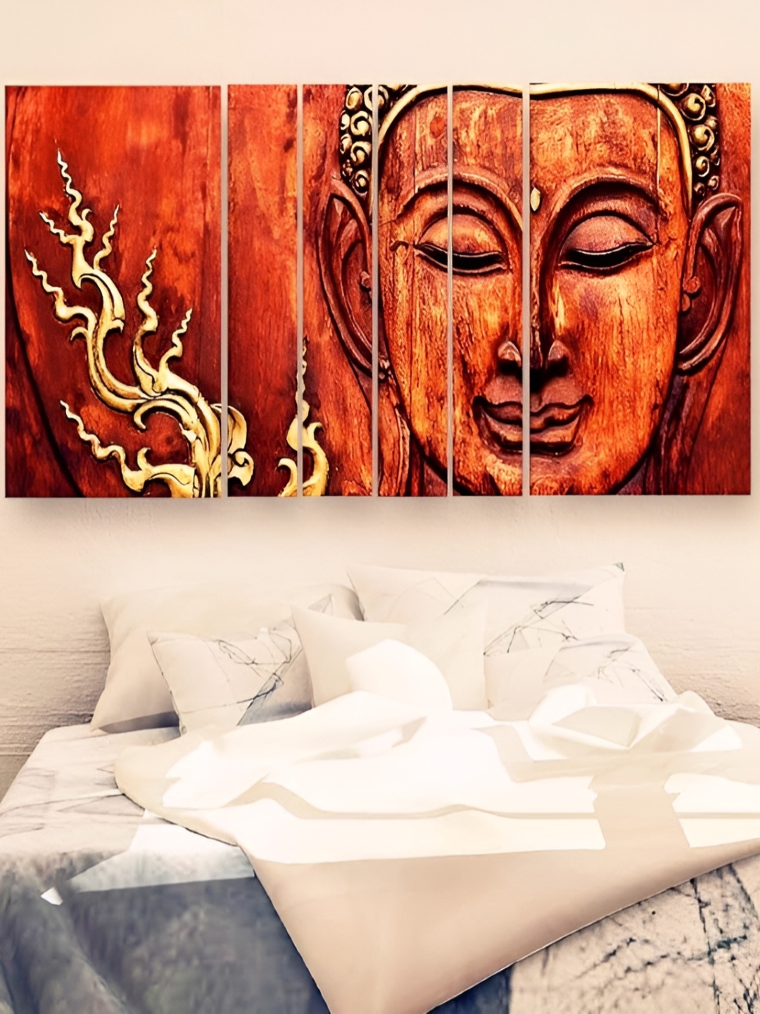 

Casperme 6 Pieces Red & Beige Wooden Buddha Wall Painting