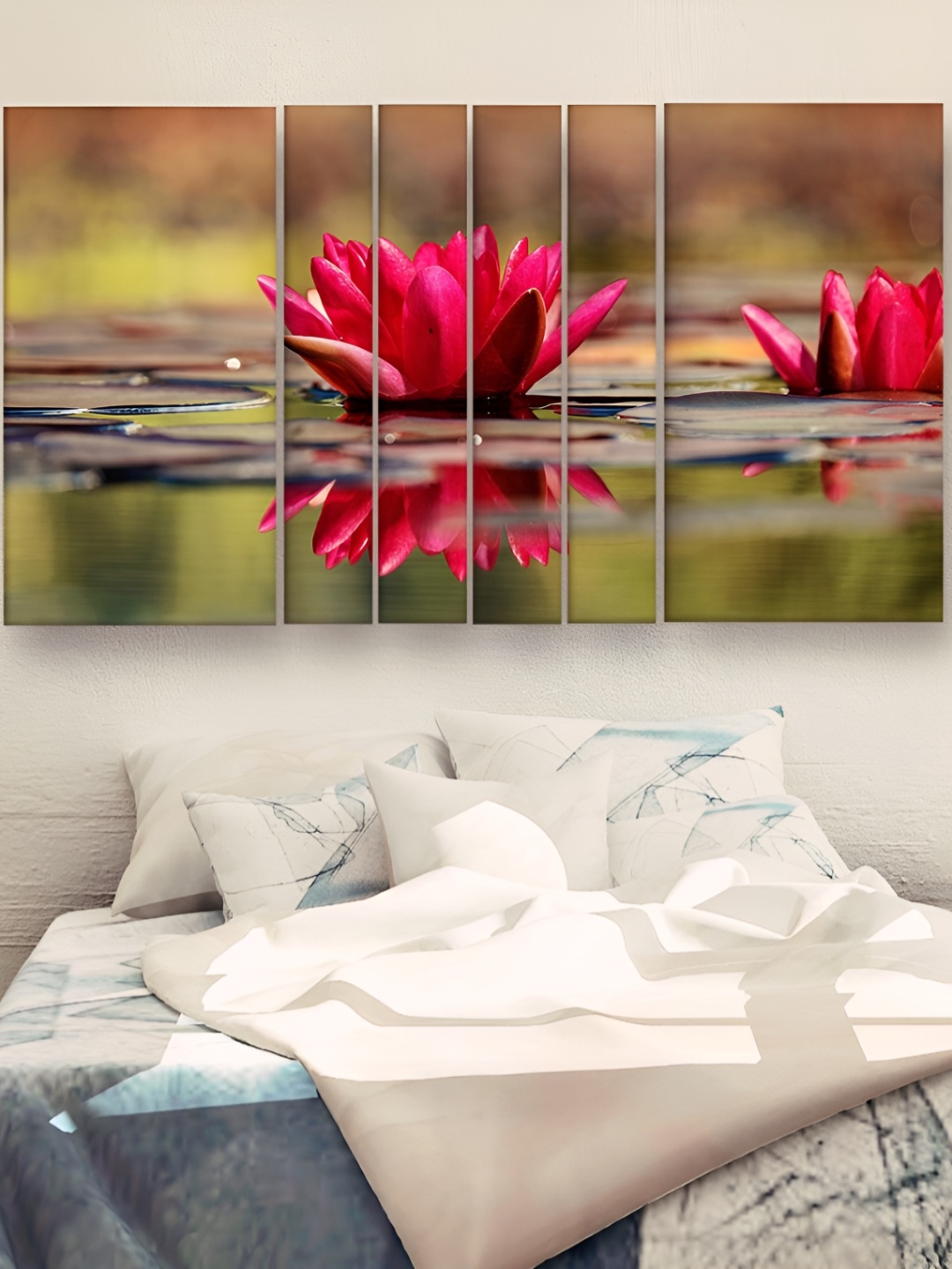 

Casperme Pink & Green 6 Pieces Wooden Modern Art Wall Painting