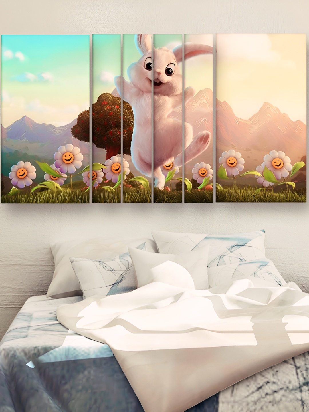 Casperme Pink & Green 6 Pieces Wooden Kids Wall Painting