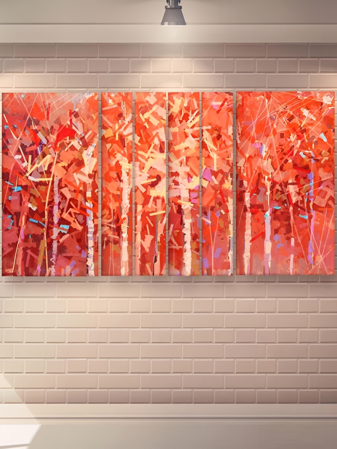 

Casperme Red 6 Pieces Wooden Abstract Modern Painting Wall Arts