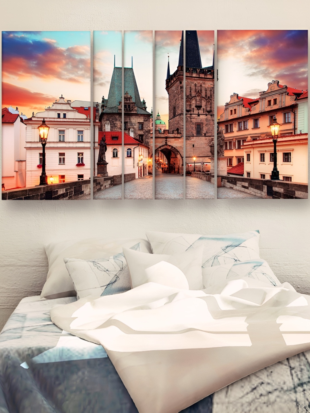 

Casperme White & Beige 6 Pcs Wooden Modern Art Wall Art