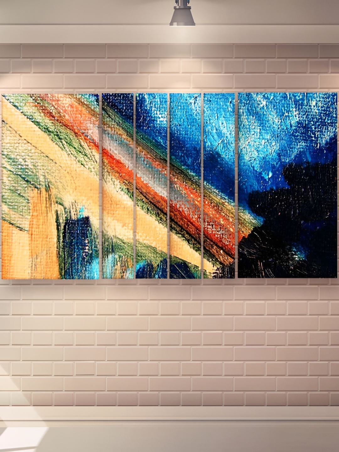 

Casperme Blue & Peach 6 Pieces Abstract Modern Art Wooden Wall Paintings