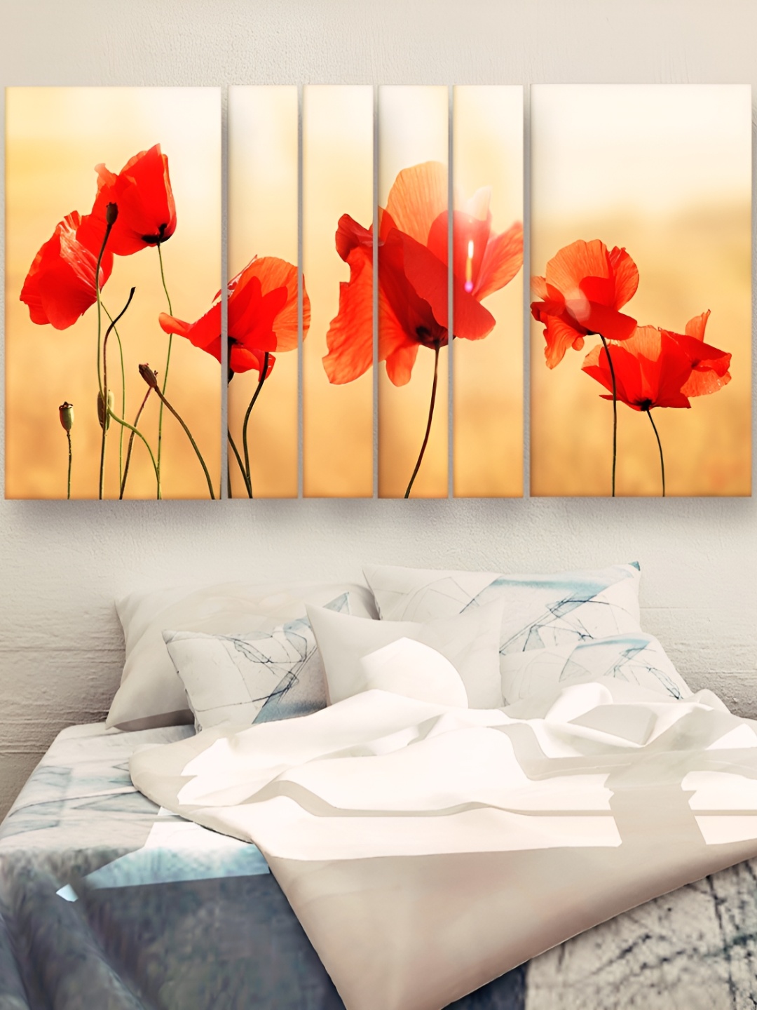 

Casperme Red & Green 6 Pieces Nature Art Wooden Wall Paintings