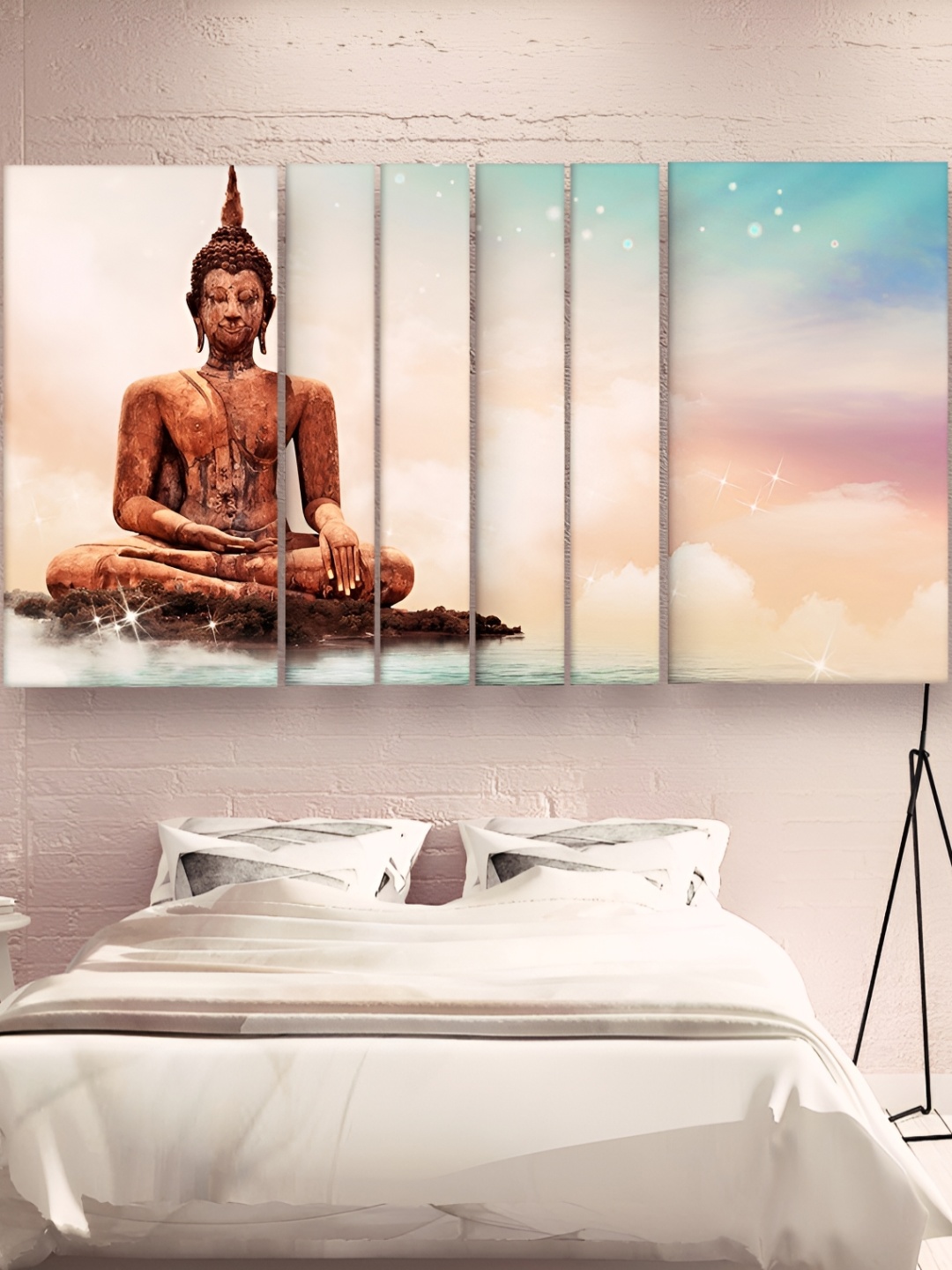 

Casperme White & Brown 6 Pieces Buddha Wooden Framed Painting Wall Art