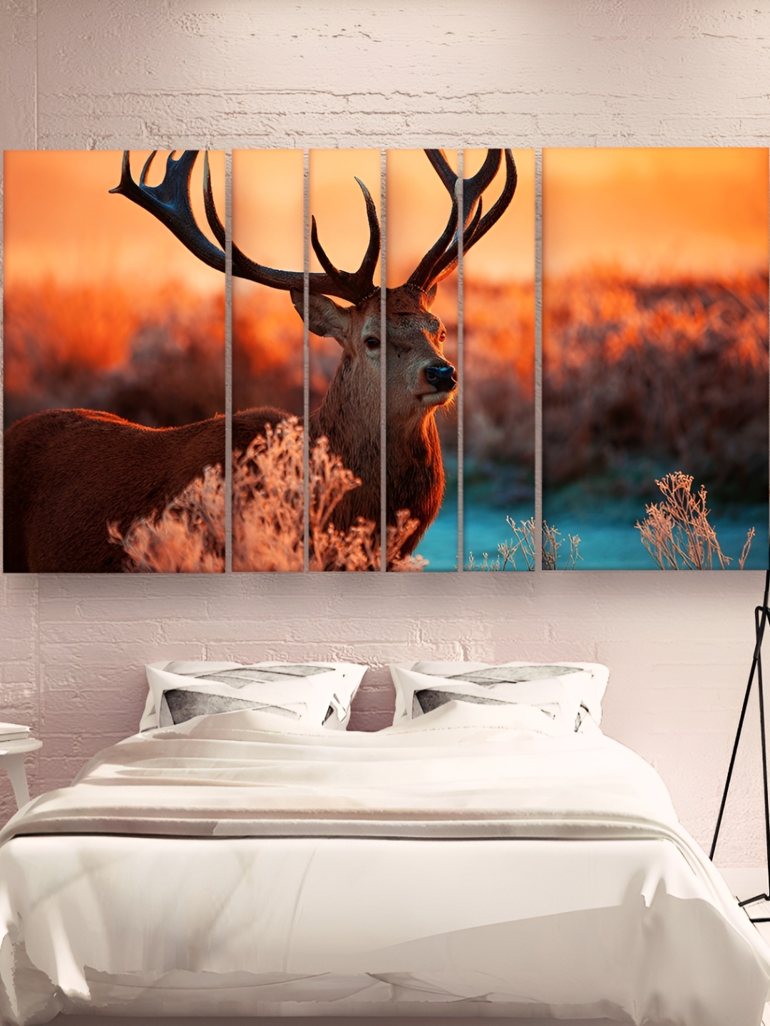 

Casperme Orange-Coloured 6 Pieces Modern Wooden Deer Painting Wall Arts