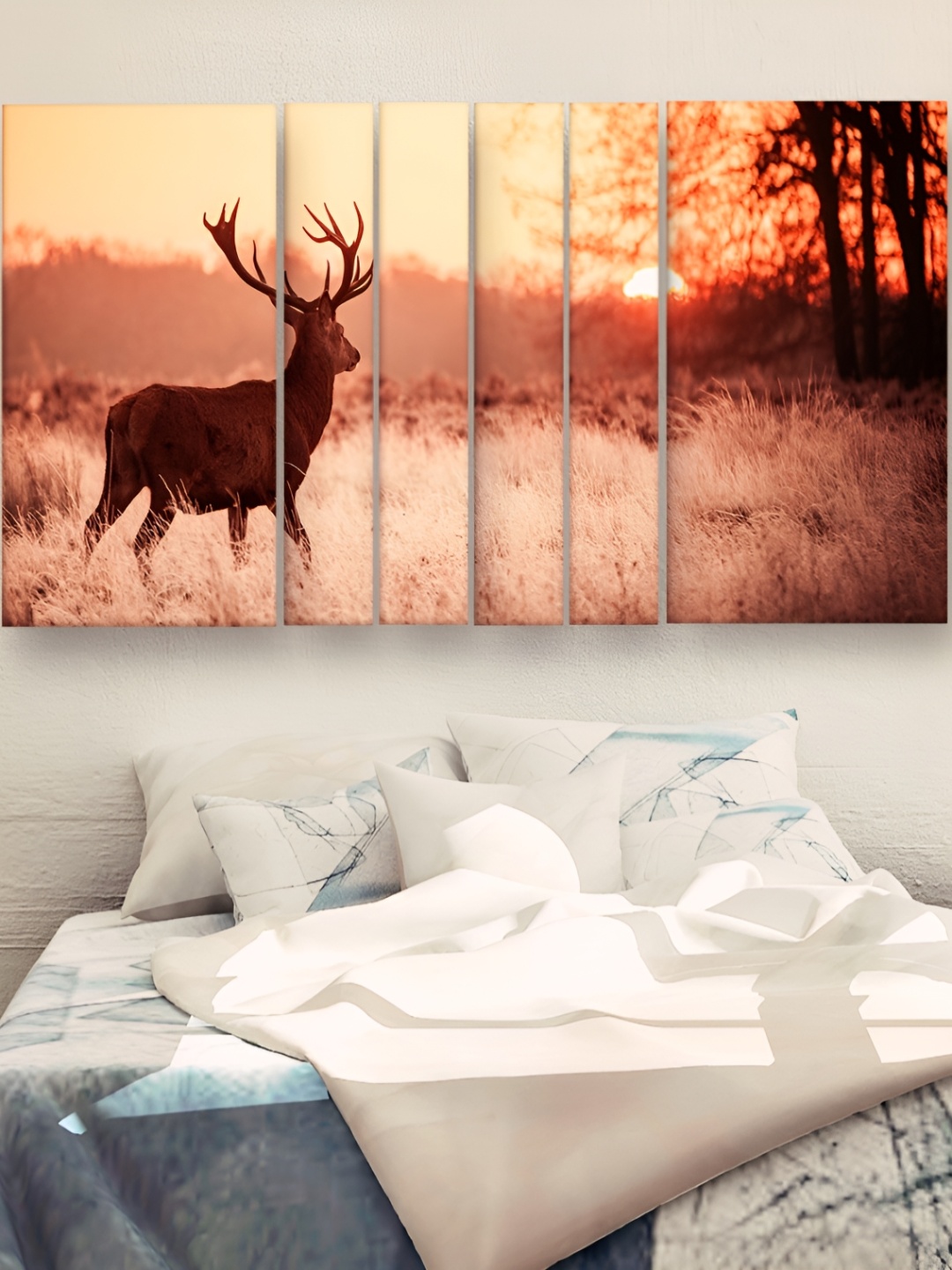 

Casperme Orange 6 Pcs Modern Art Deer Wooden Wall Art