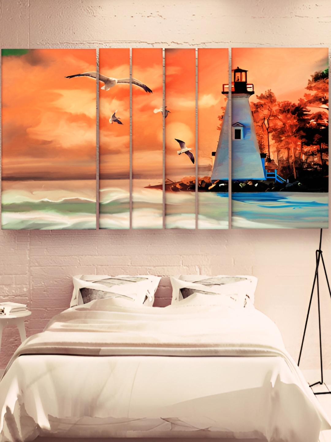 

Casperme Blue & Orange 6 Pieces Wooden Modern Painting Wall Arts