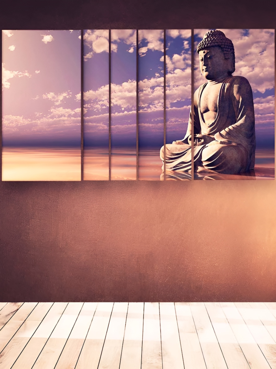 

Casperme White & Beige 6 Pieces Wooden Buddha Wall Painting