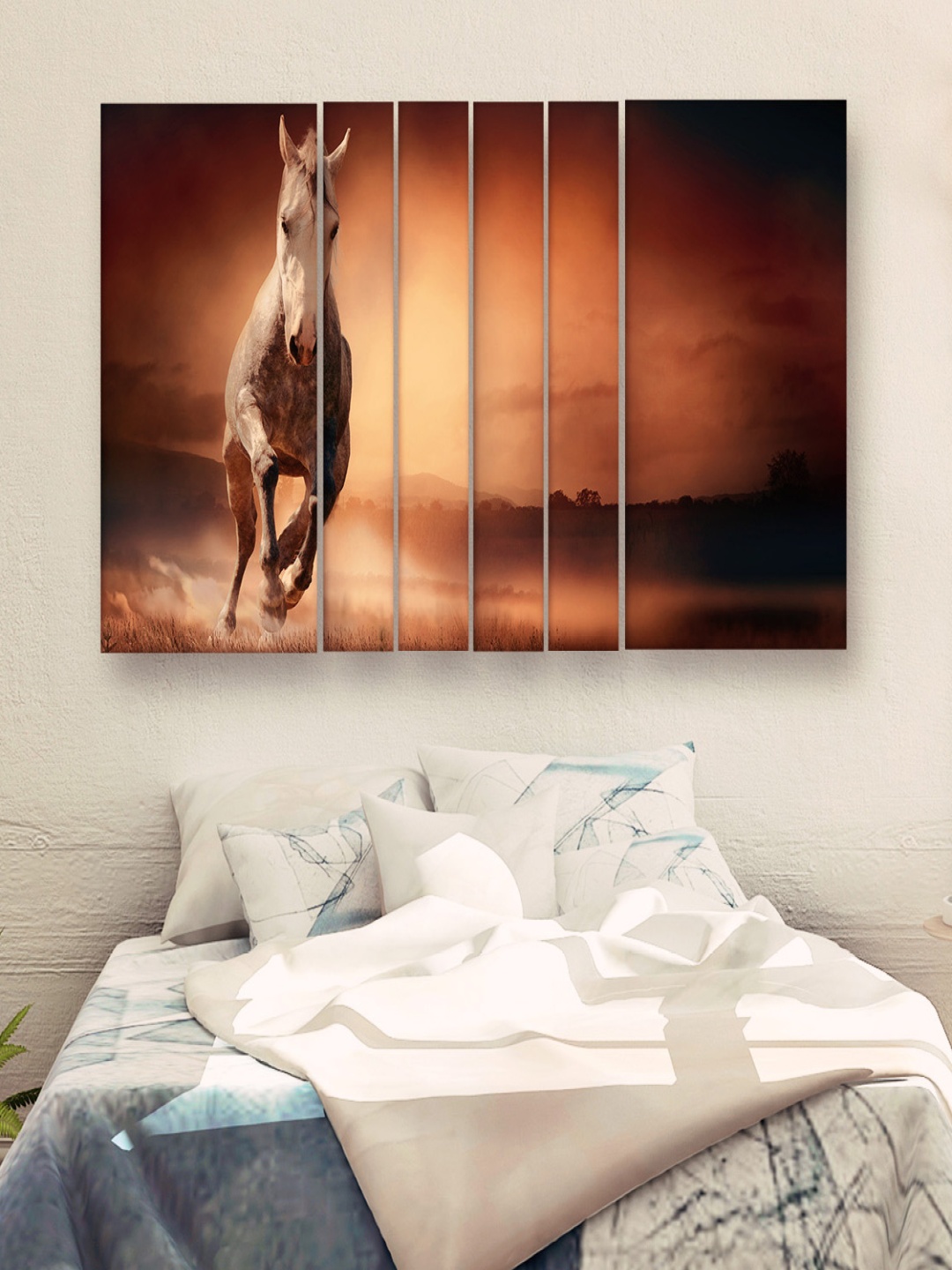 

Casperme Black & Brown 6 Pcs Wooden Vastu Horse Wall Art