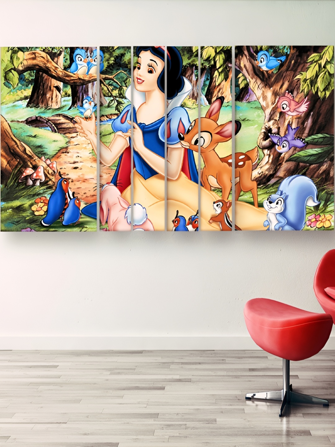 Casperme Blue & Yellow Wooden Cartoon Characters Painting Kids Wall Arts