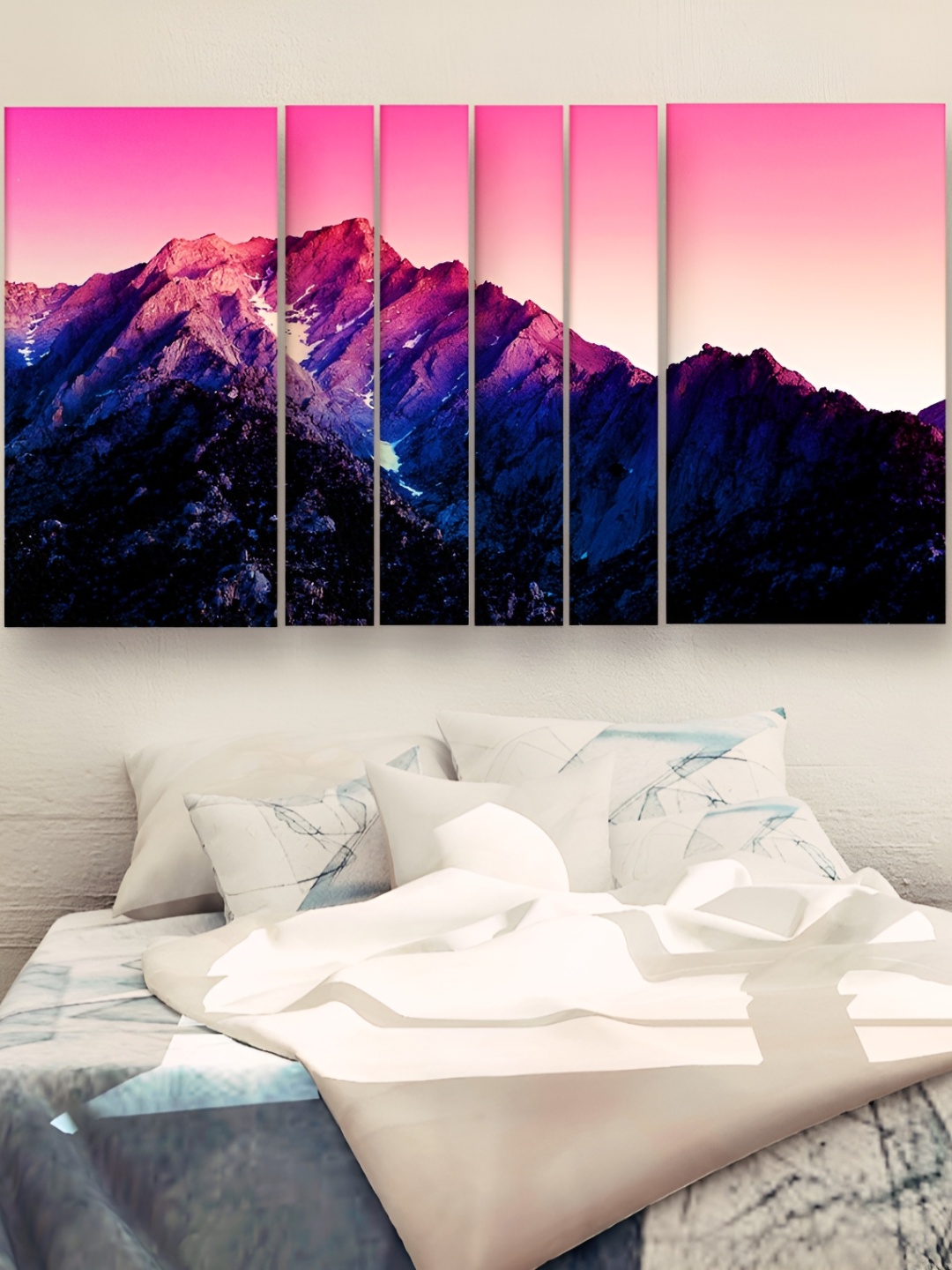 

Casperme Pink & Blue 6 Pieces Wooden Nature Painting Wall Arts