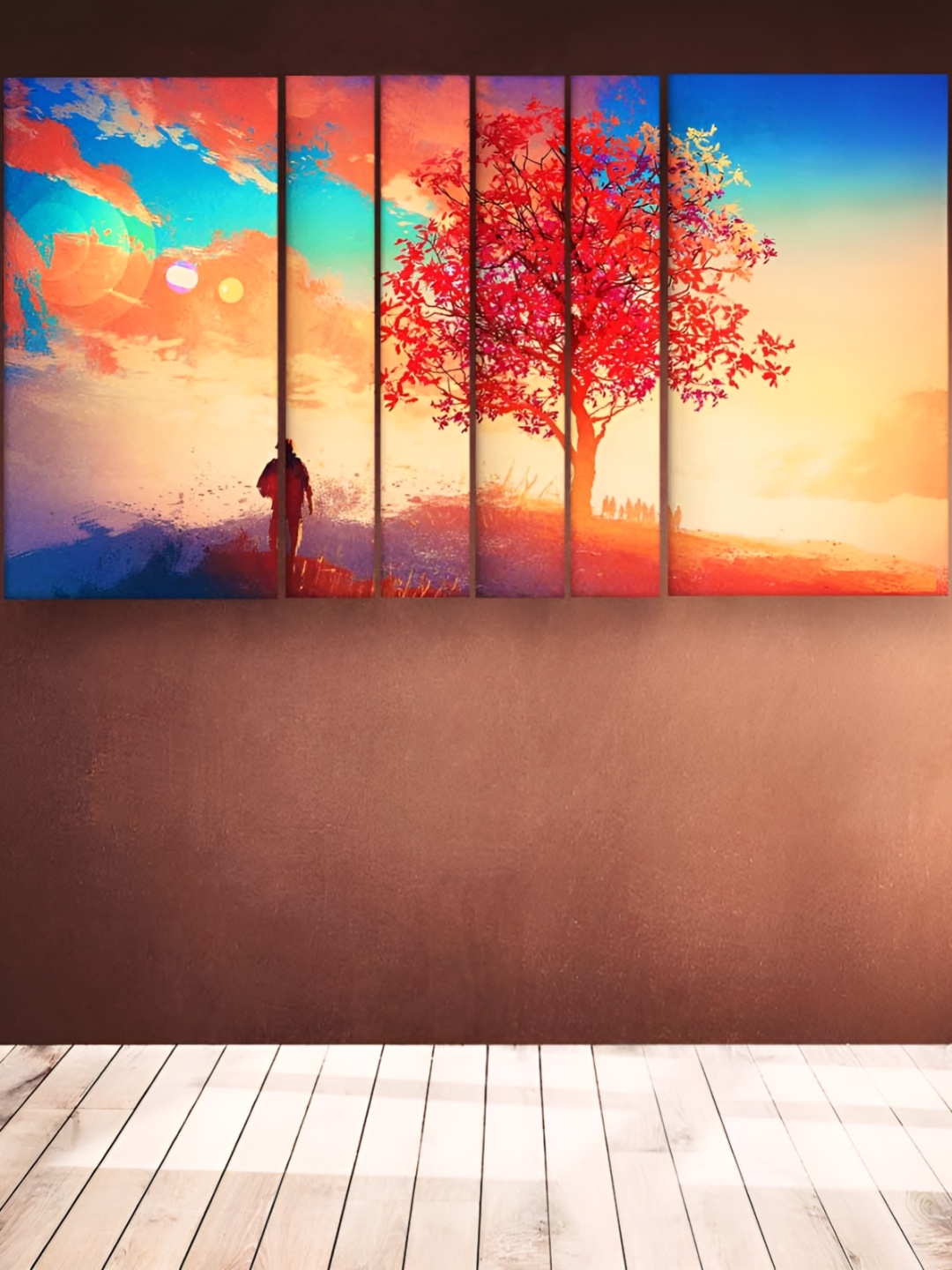 

Casperme Blue & Orange 6 Pieces Wooden Modern Painting Wall Arts