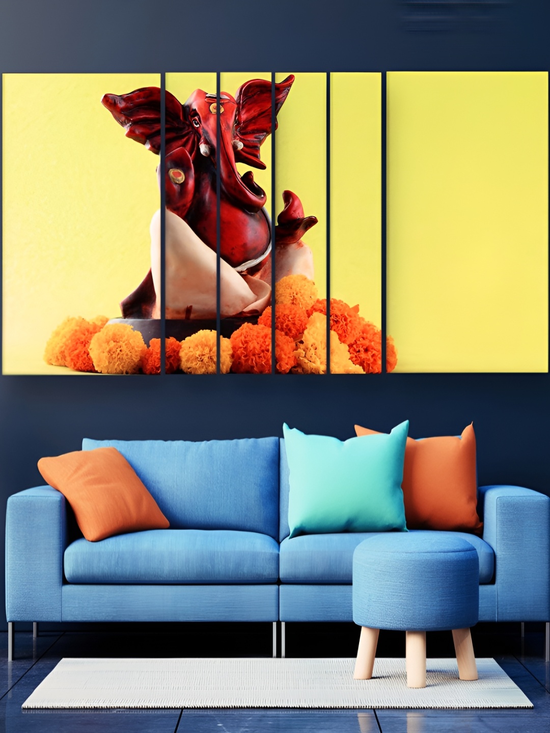 

Casperme Yellow & Brown 6 Pieces Wooden Lord Ganesha Painting Wall Arts