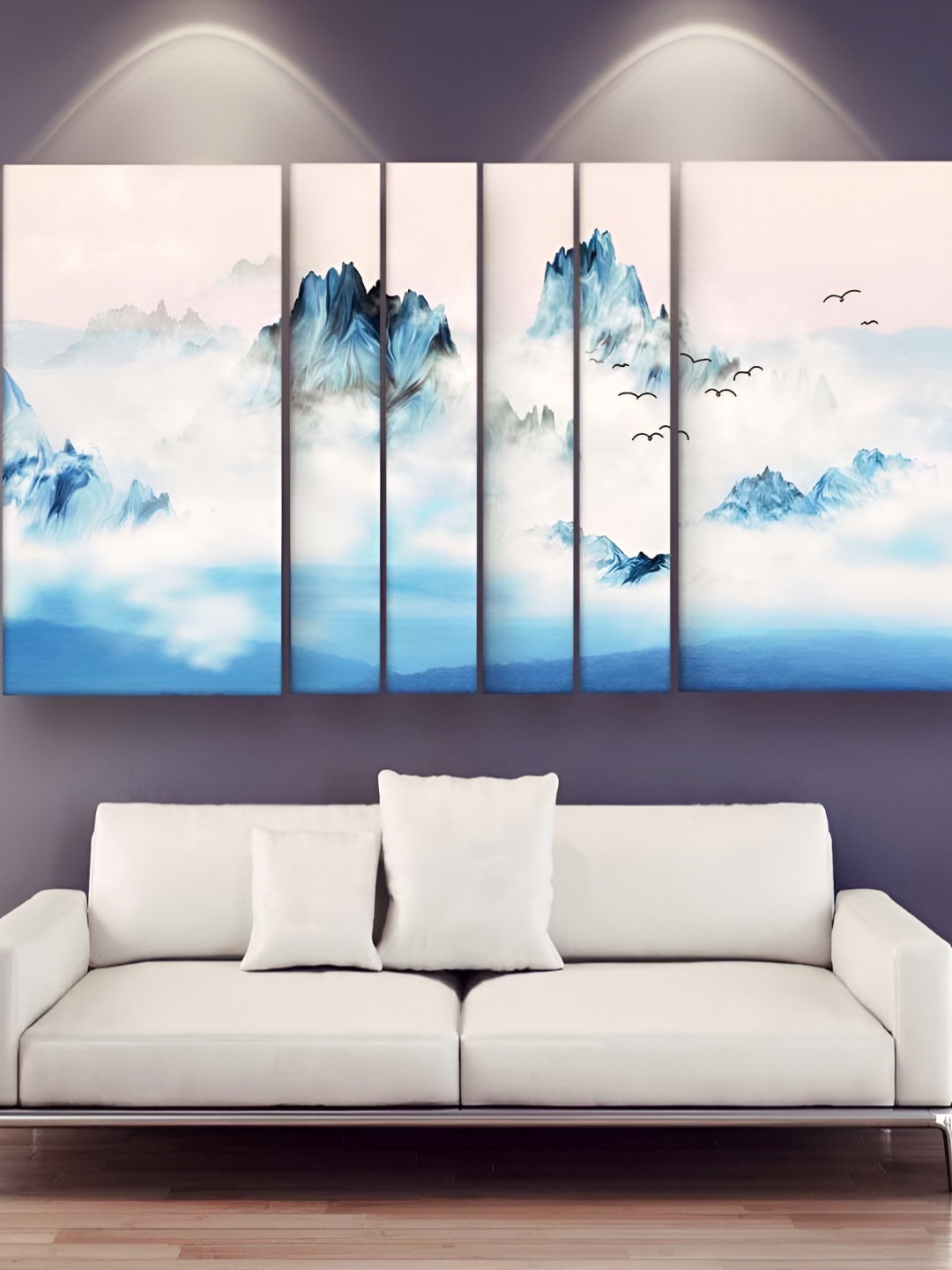 Casperme White & Blue 6 Pieces Wooden Painting Wall Arts