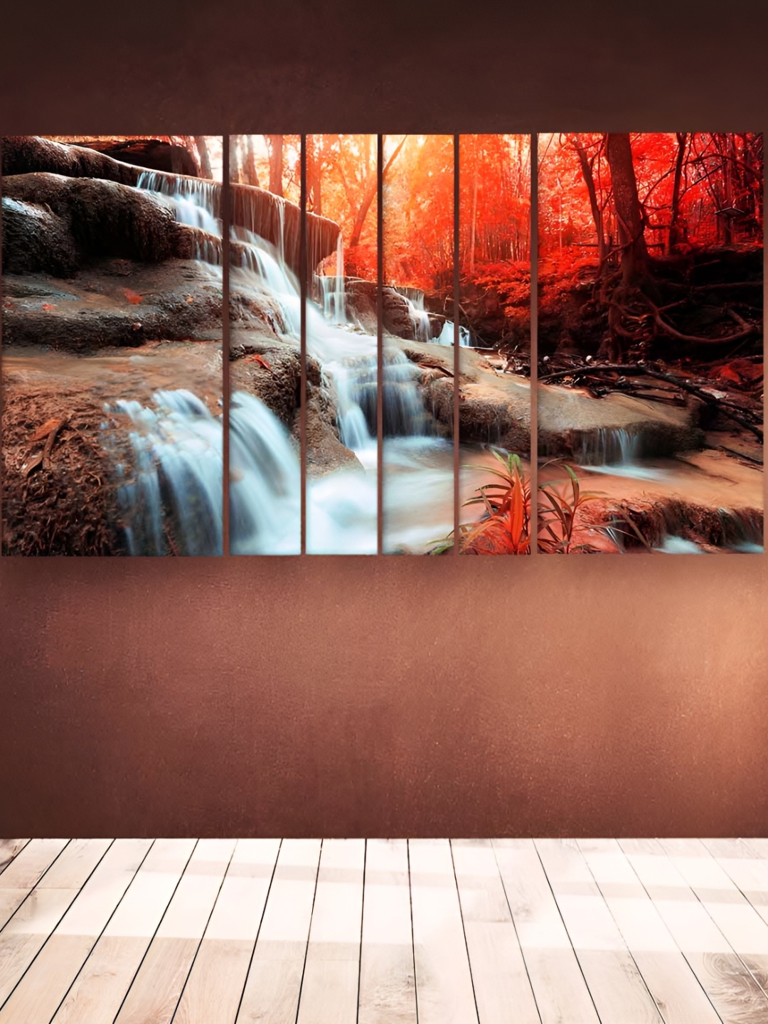 

Casperme Red & White 6 Pieces Wooden Falls Painting Wall Arts