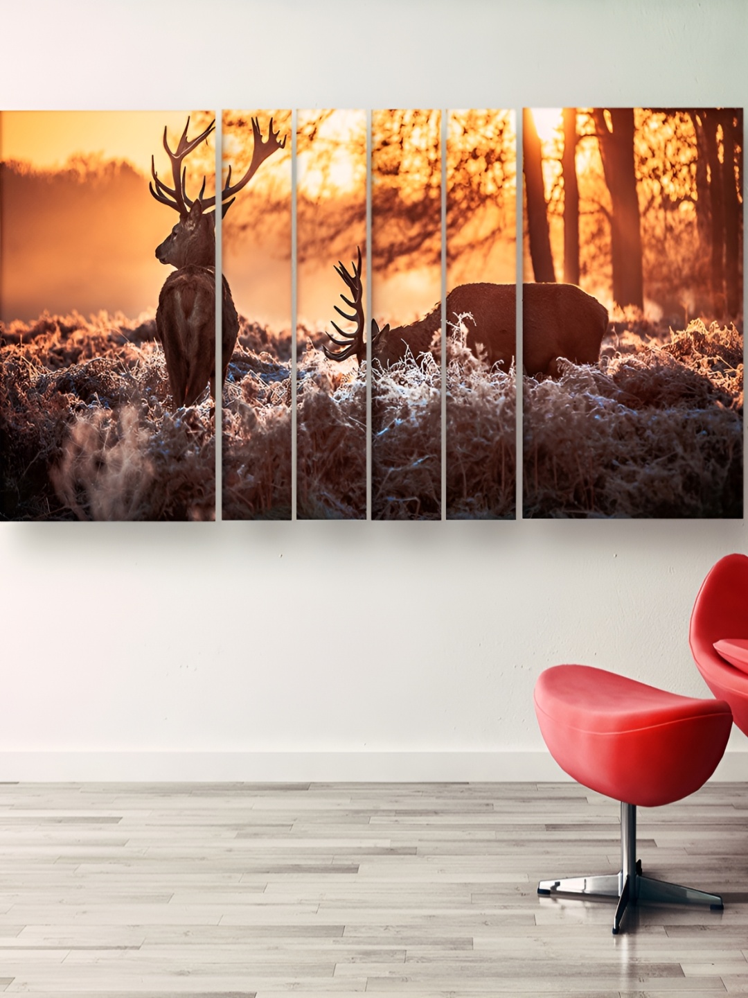 

Casperme Yellow & Brown 6 Pieces Wooden Deer Painting Wall Arts