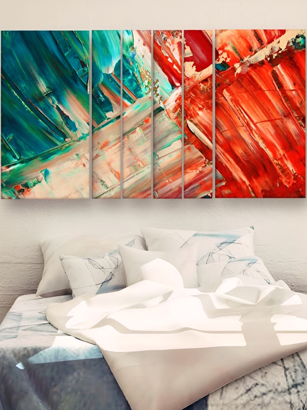 

Casperme Green & Red Wooden Abstract Modern Painting Wall Arts