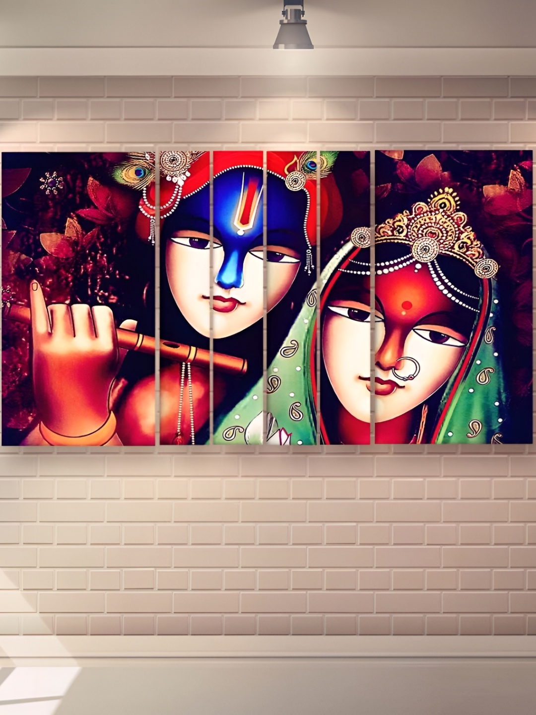

Casperme Red & Blue 6 Pieces Wooden Radha Krishna Painting Wall Arts