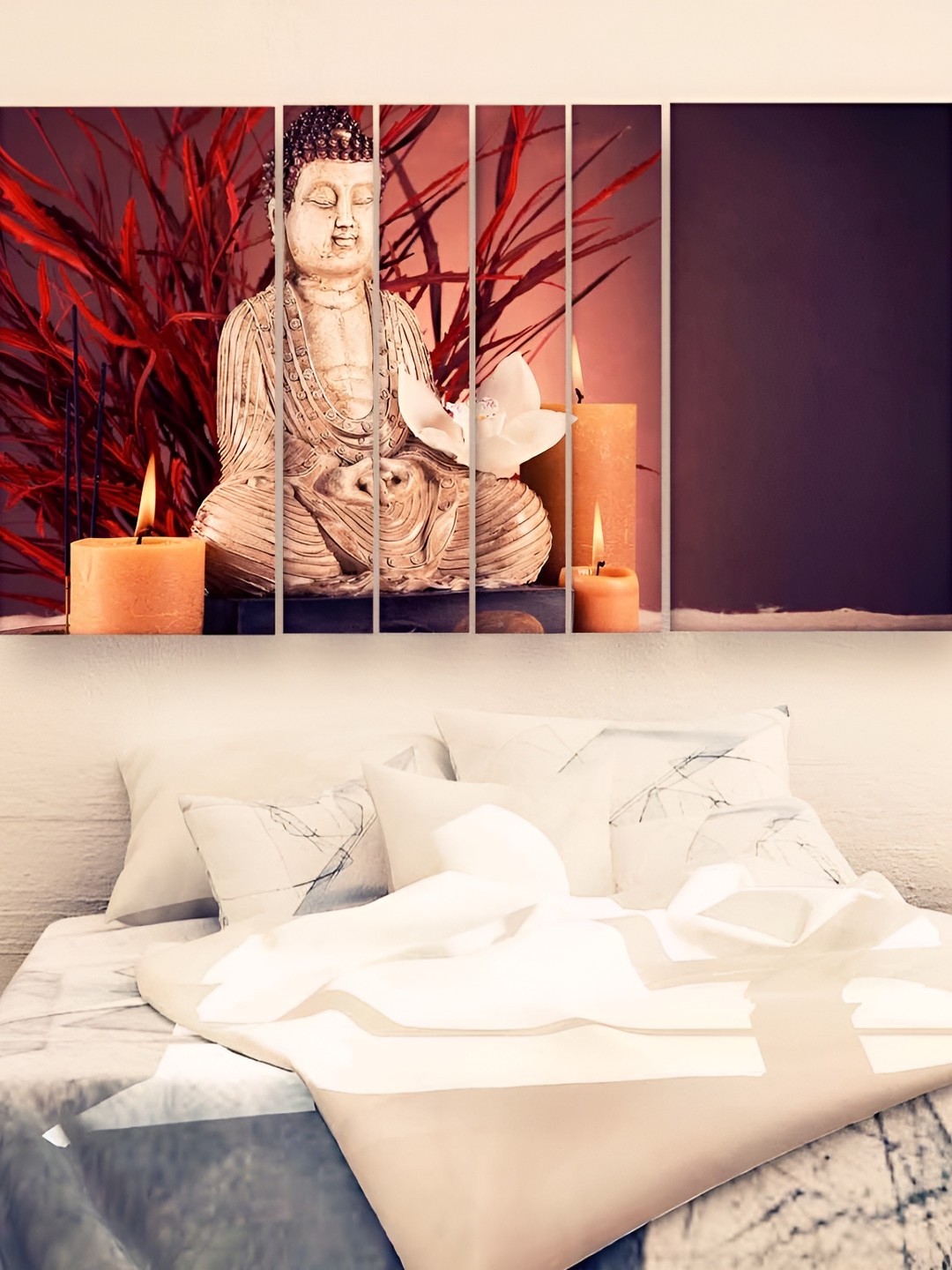 

Casperme Red & Beige 6 Pieces Wooden Buddha Painting Wall Arts