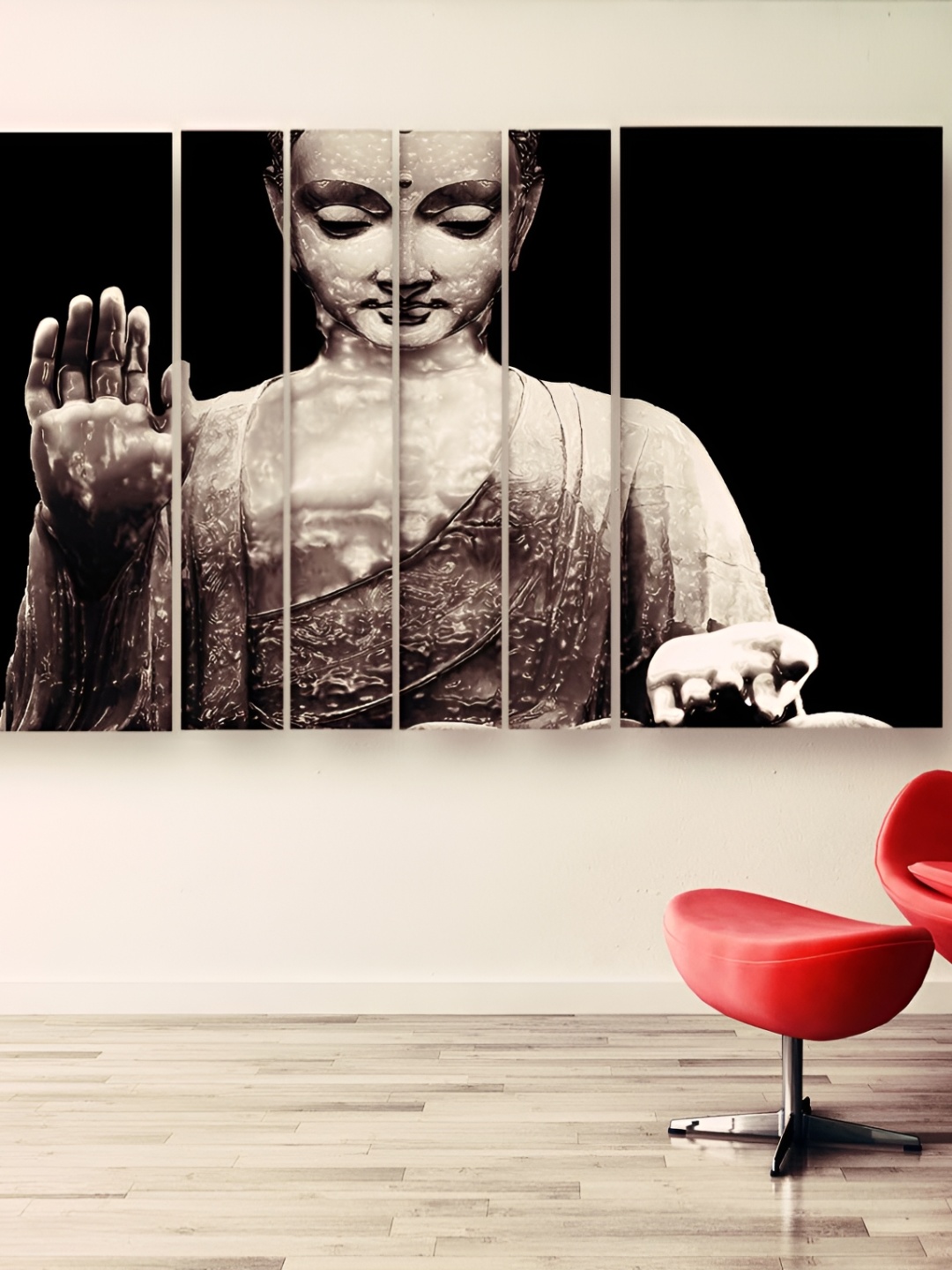 

Casperme Black & Grey 6 Pieces Wooden Buddha Painting Wall Arts