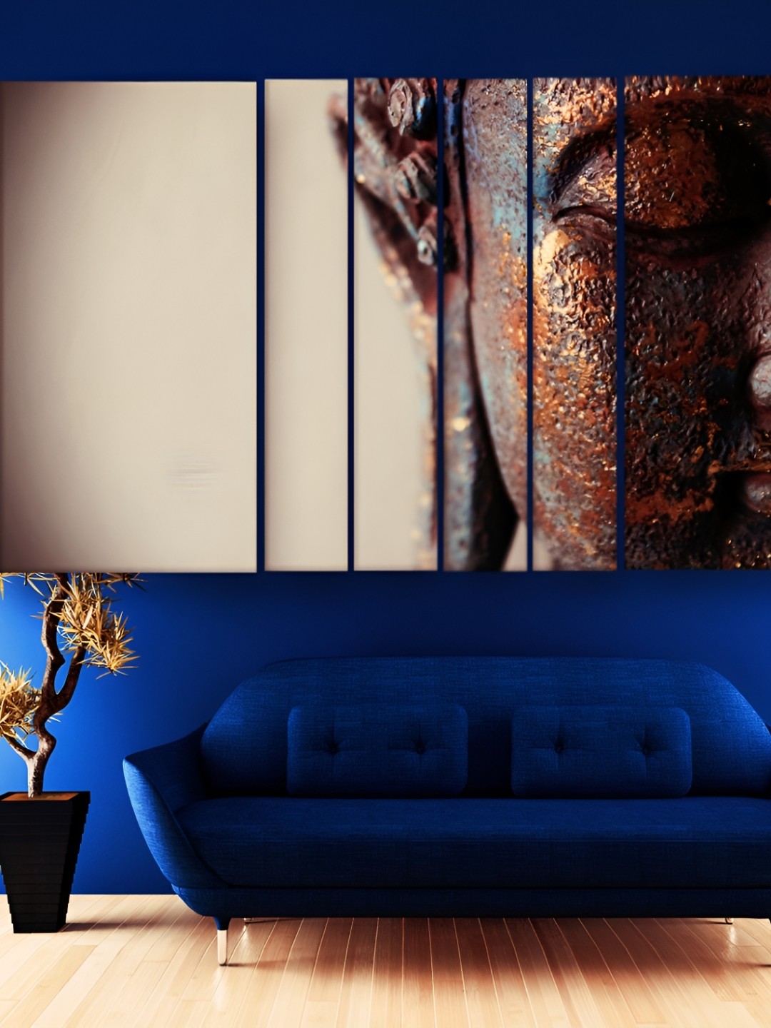 

Casperme Grey & Brown 6 Pieces Buddha Wooden Painting Wall Arts