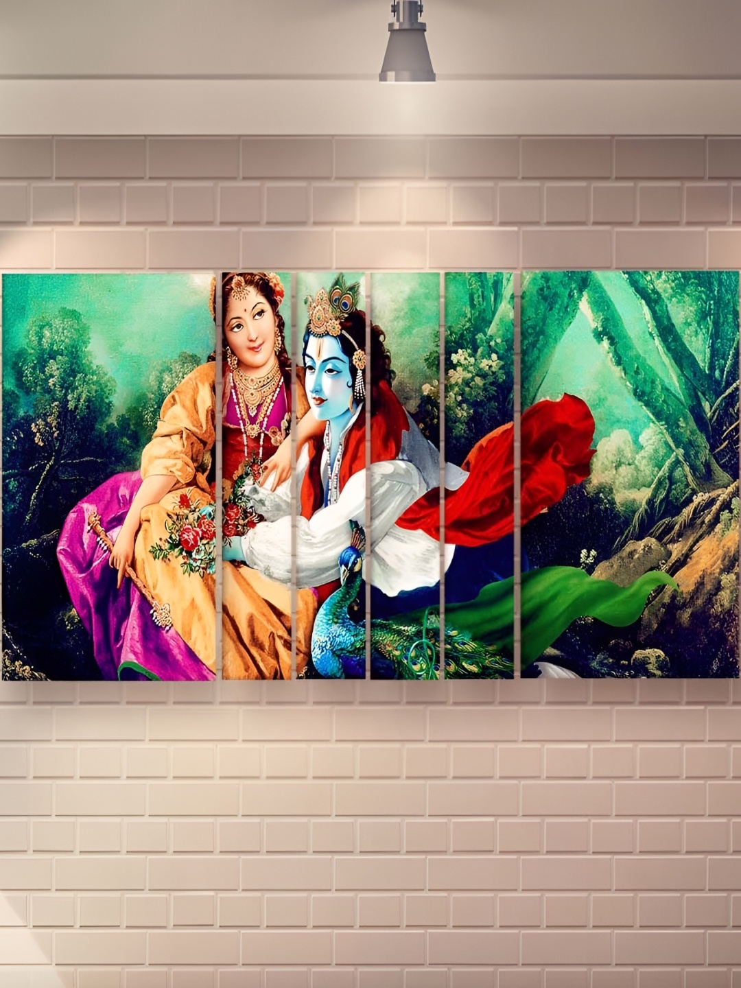 

Casperme Blue & Orange 6 Pieces Wood Radha Krishna Wall Art