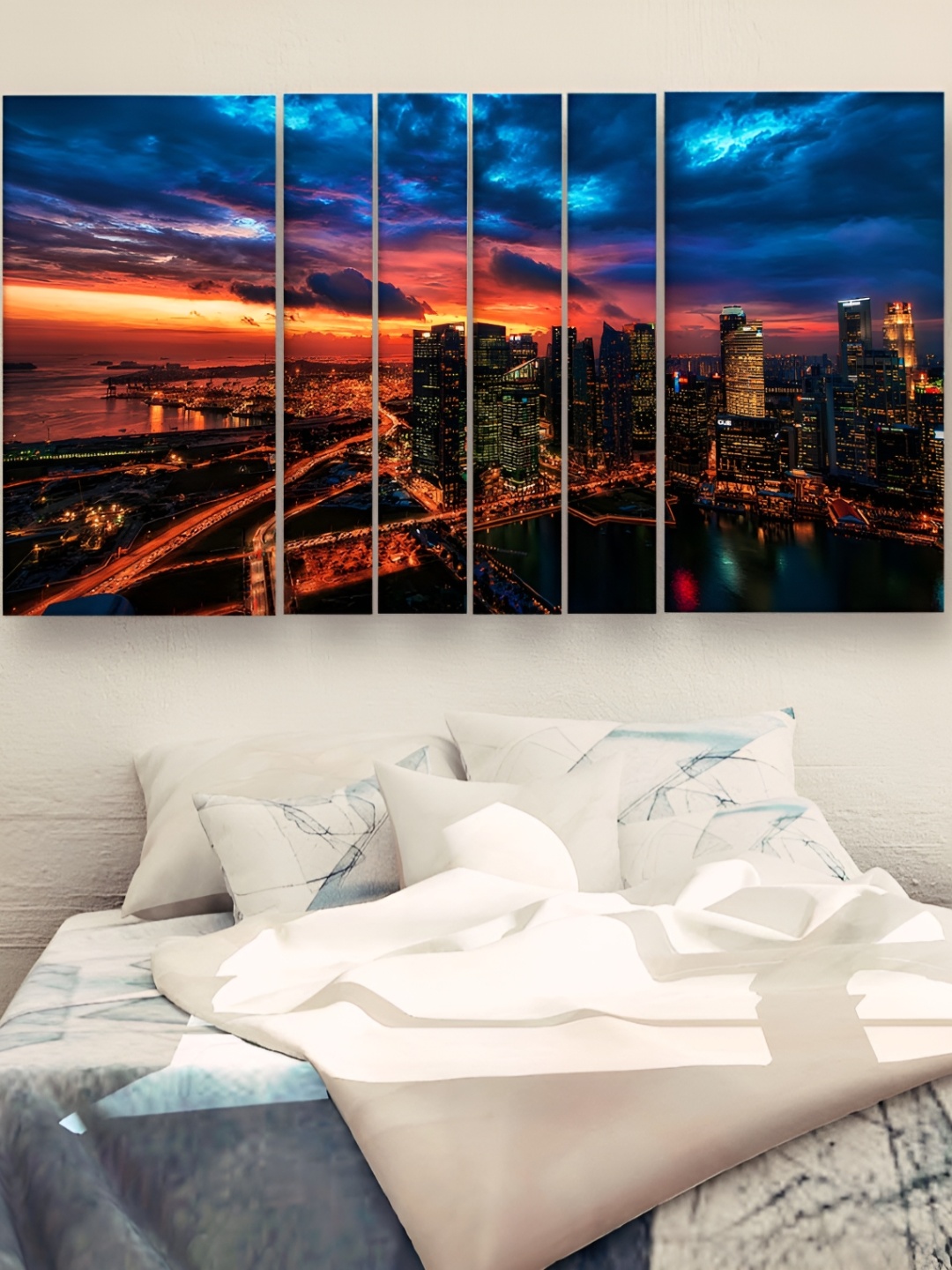 

Casperme Blue & Orange 6 Pieces Wooden Modern Painting Wall Arts