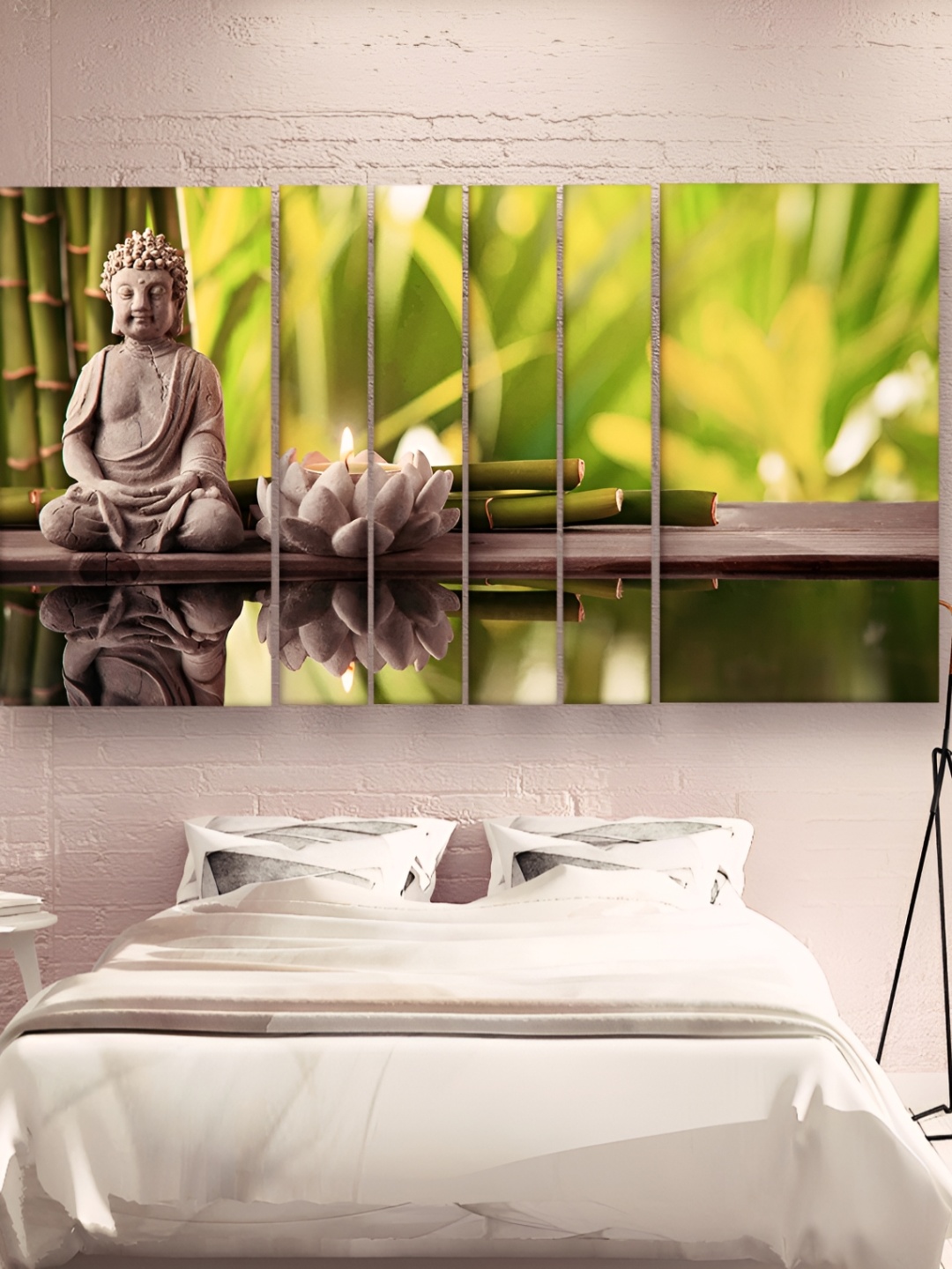 

Casperme Grey & Green 6 Pieces Wooden Buddha Painting Wall Arts