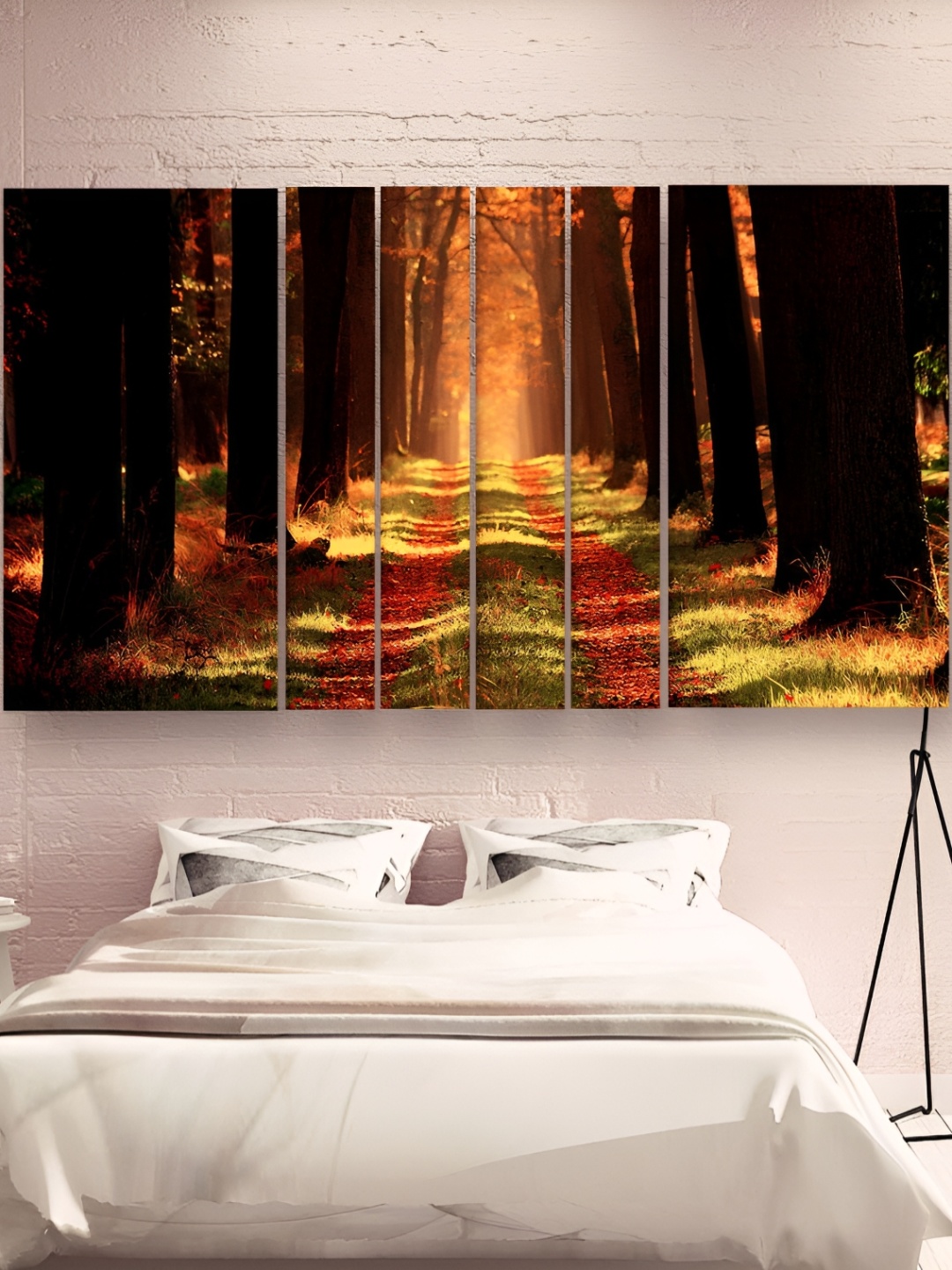 

Casperme Black & Orange-Coloured 6 Pieces Nature Wooden Painting Wall Arts