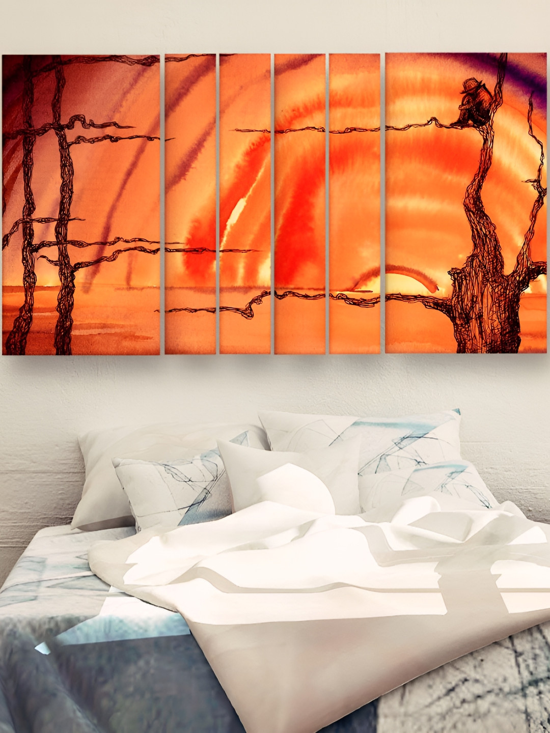 

Casperme Orange 6 Pieces Wood Modern Wall Art