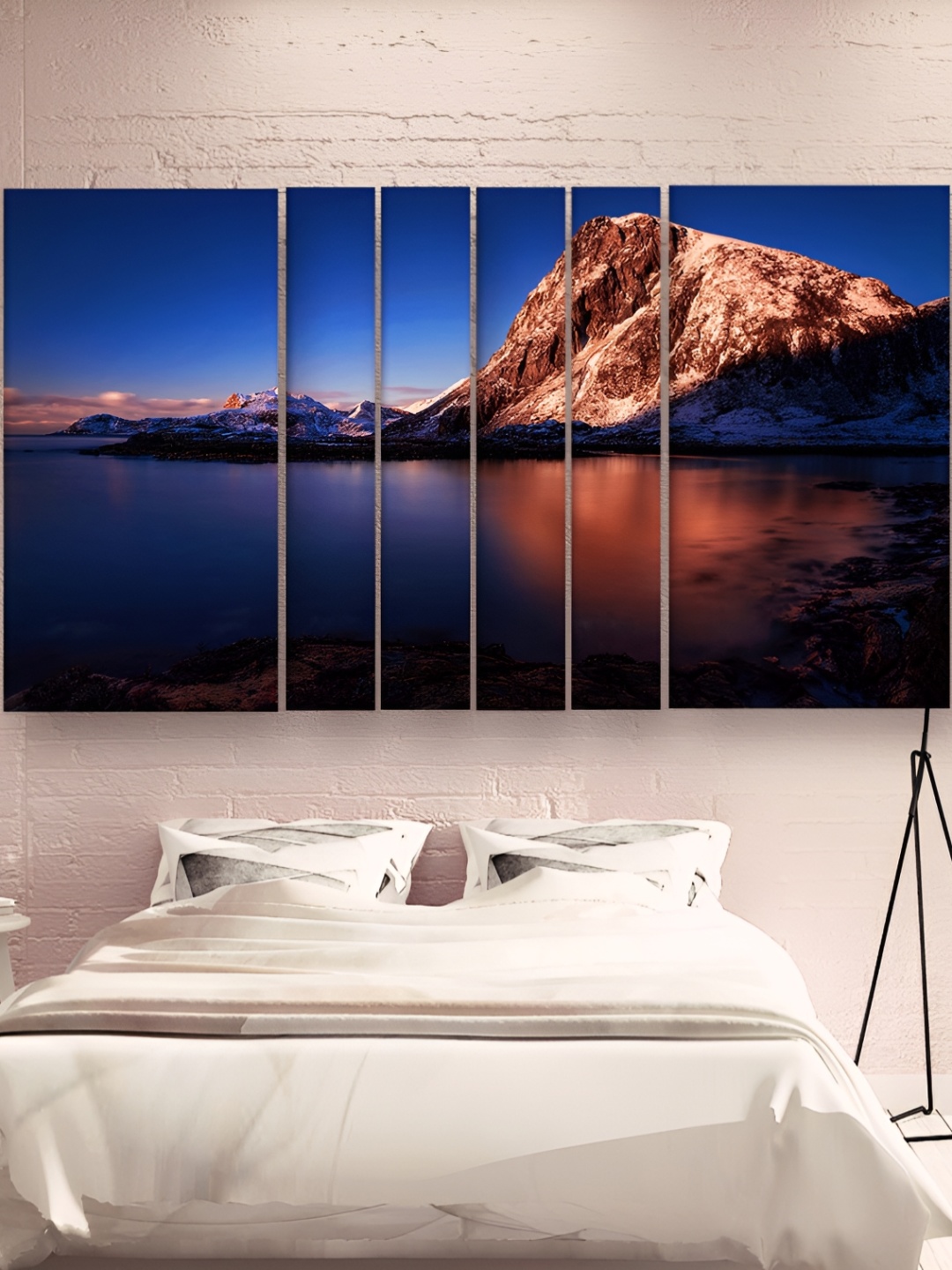 

Casperme Blue & Brown-Coloured 6 Pieces Wooden Nature Painting Wall Arts