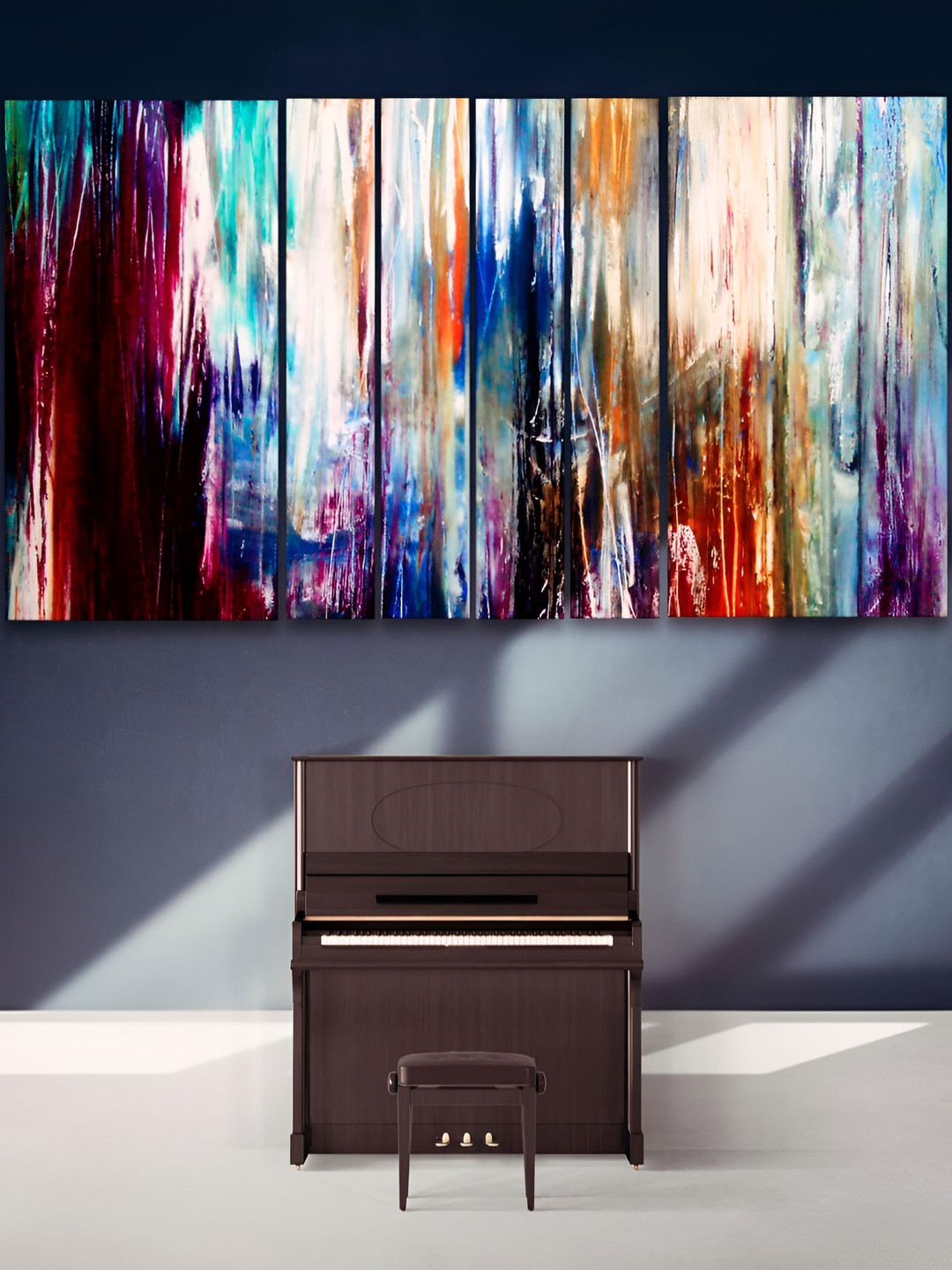 

Casperme Blue & Orange 6 Piece Wooden Abstract Painting Wall Arts
