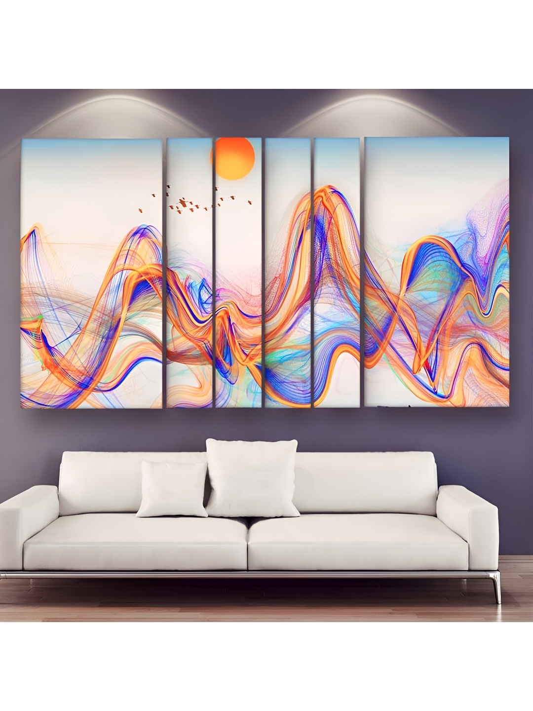

Casperme Orange & Blue 6 Pieces Abstract Wooden Painting Wall Arts