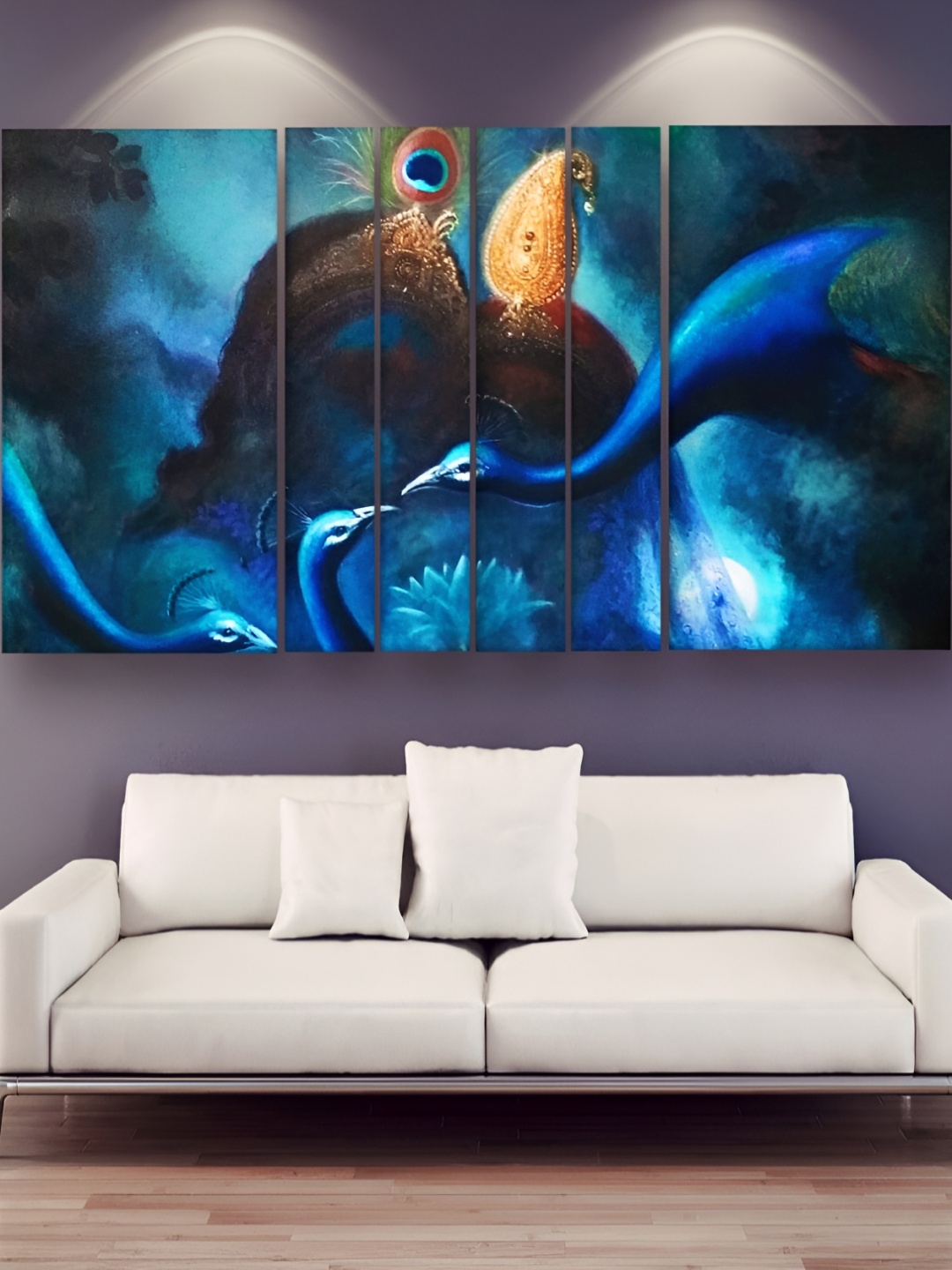 

Casperme Blue & Black 6 Pieces Wooden Radha Krishna Painting Wall Arts