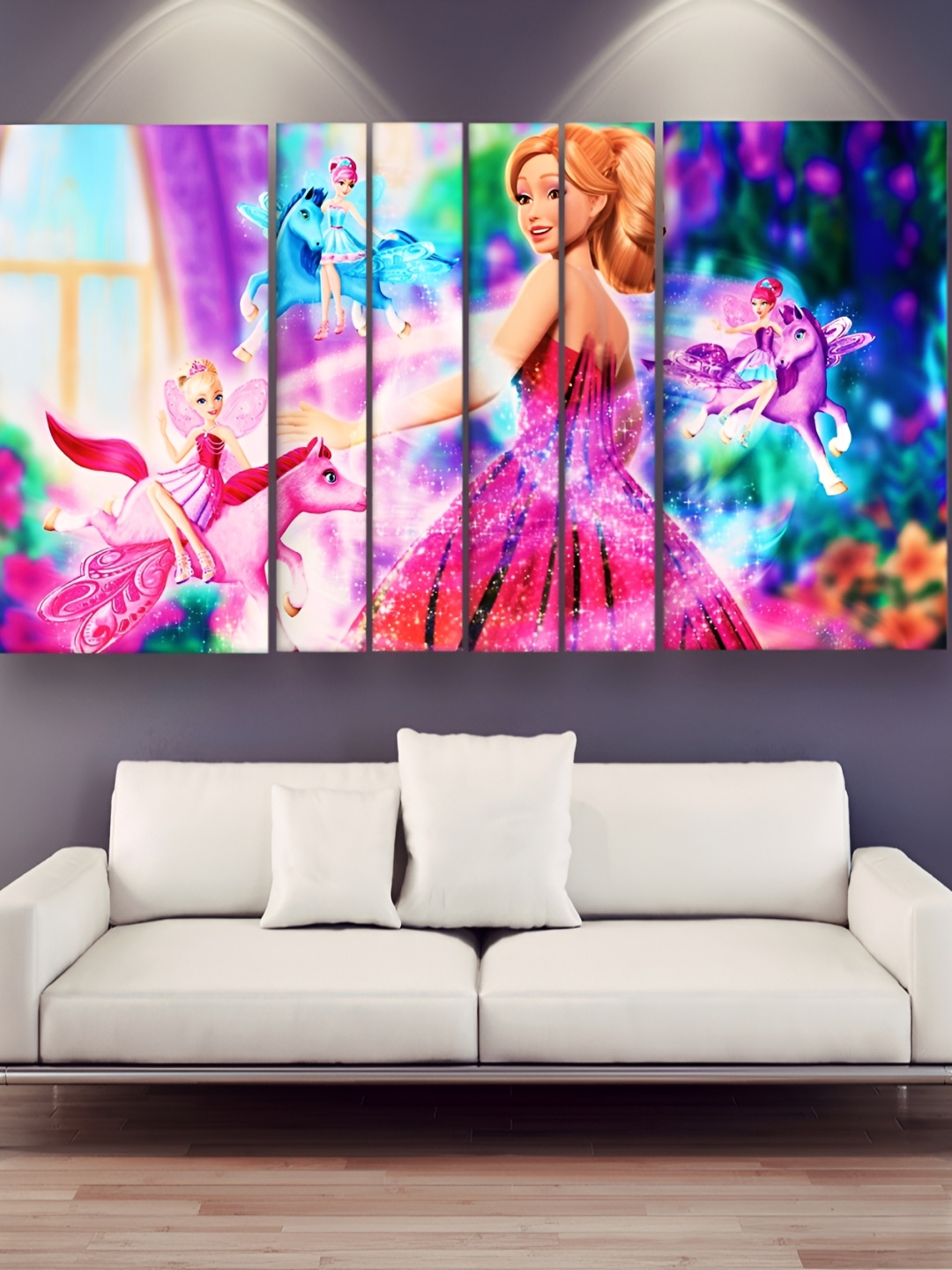 

Casperme Pink & Blue 6 Pieces Wooden Kids Cartoon Characters Painting Wall Arts