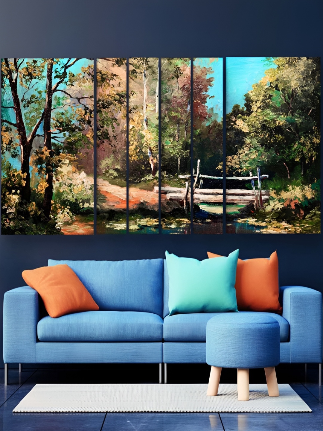 

Casperme Green & Blue 6 Pieces Wooden Nature Painting Wall Arts