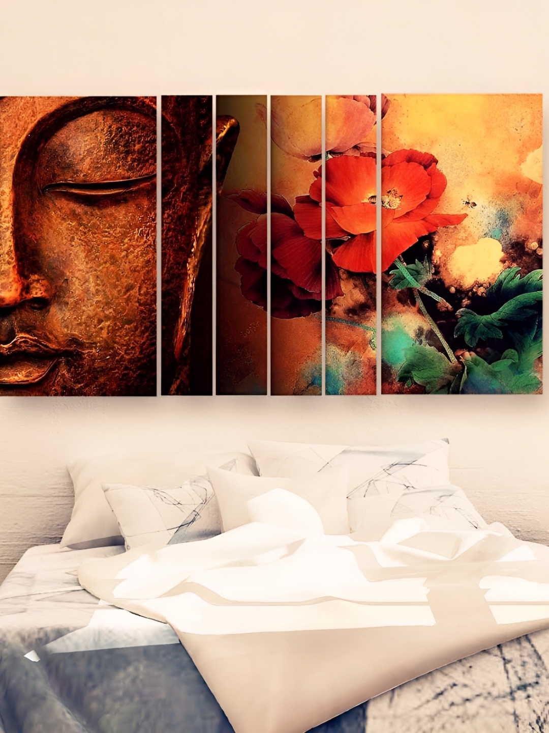 

Casperme Orange 6 Pieces Wood Buddha Wall Art