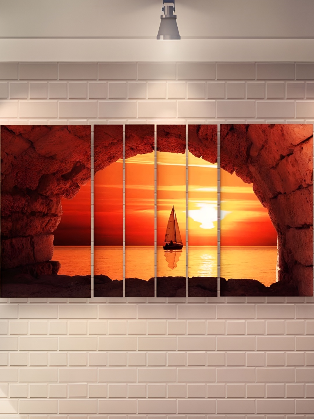 

Casperme Orange & Red 6 Pieces Sun Set Wooden Framed Painting Wall Art
